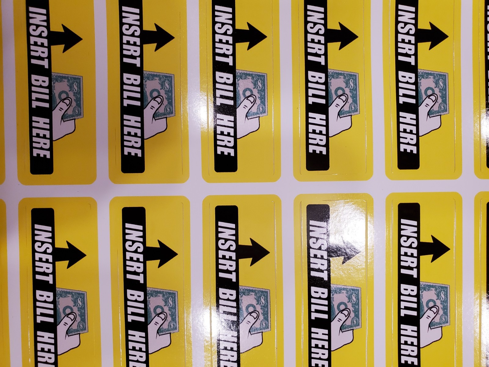 Lot [5] INSERT BILL Dollar Bill Validator Acceptor Stickers Decals MEI ICT CPI