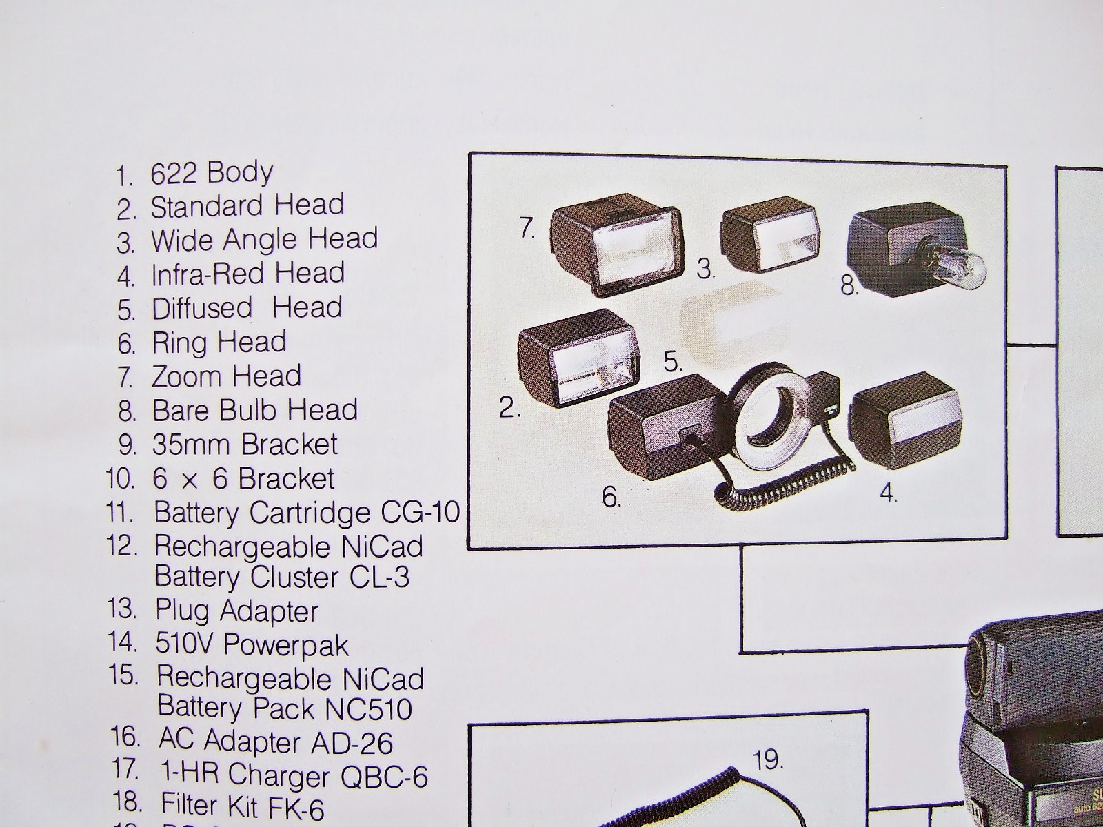 SunPak Auto 622, 620J, variety heads, 510V powerpacks, widgets, cables, stands +