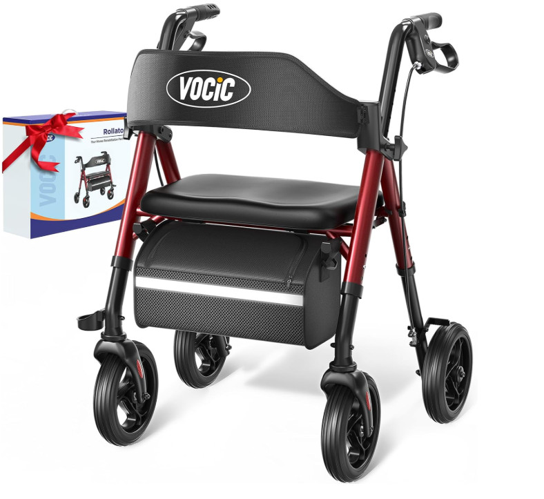 Walkers for Seniors, Z21 Rollator Walker with Seat Supports 350lb, 8" Big Wheels