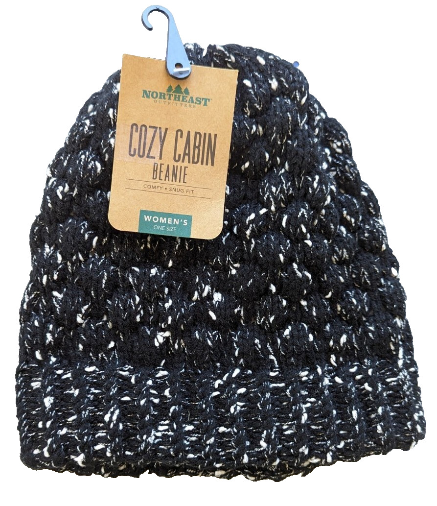 Northeast Outfitters Neo Cozy Cabin Popcorn Beanie Adult Black Nep One Size NWT