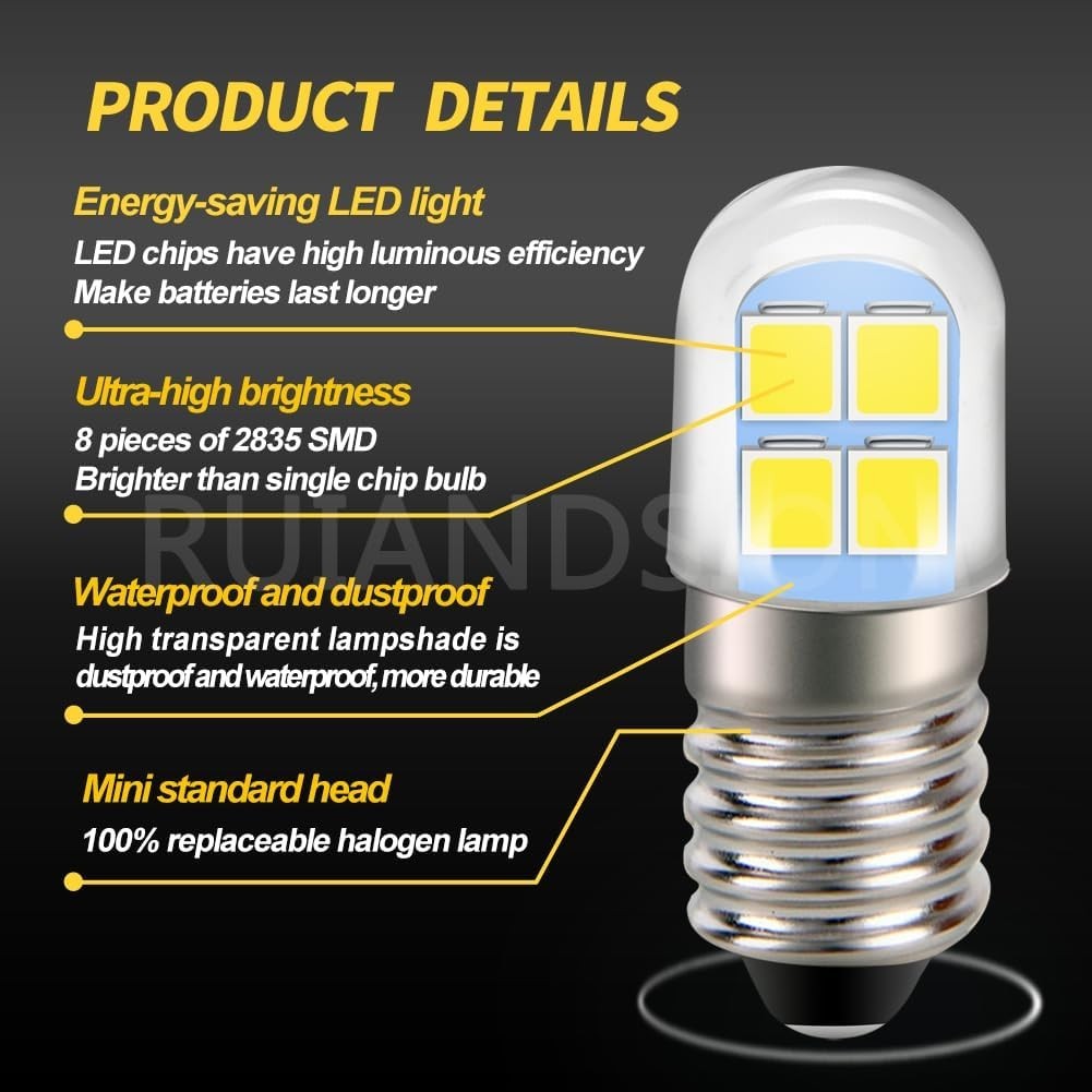 Multi-Purpose E10 LED Flashlight Bulb - 240LM, Cool White, Easy Install