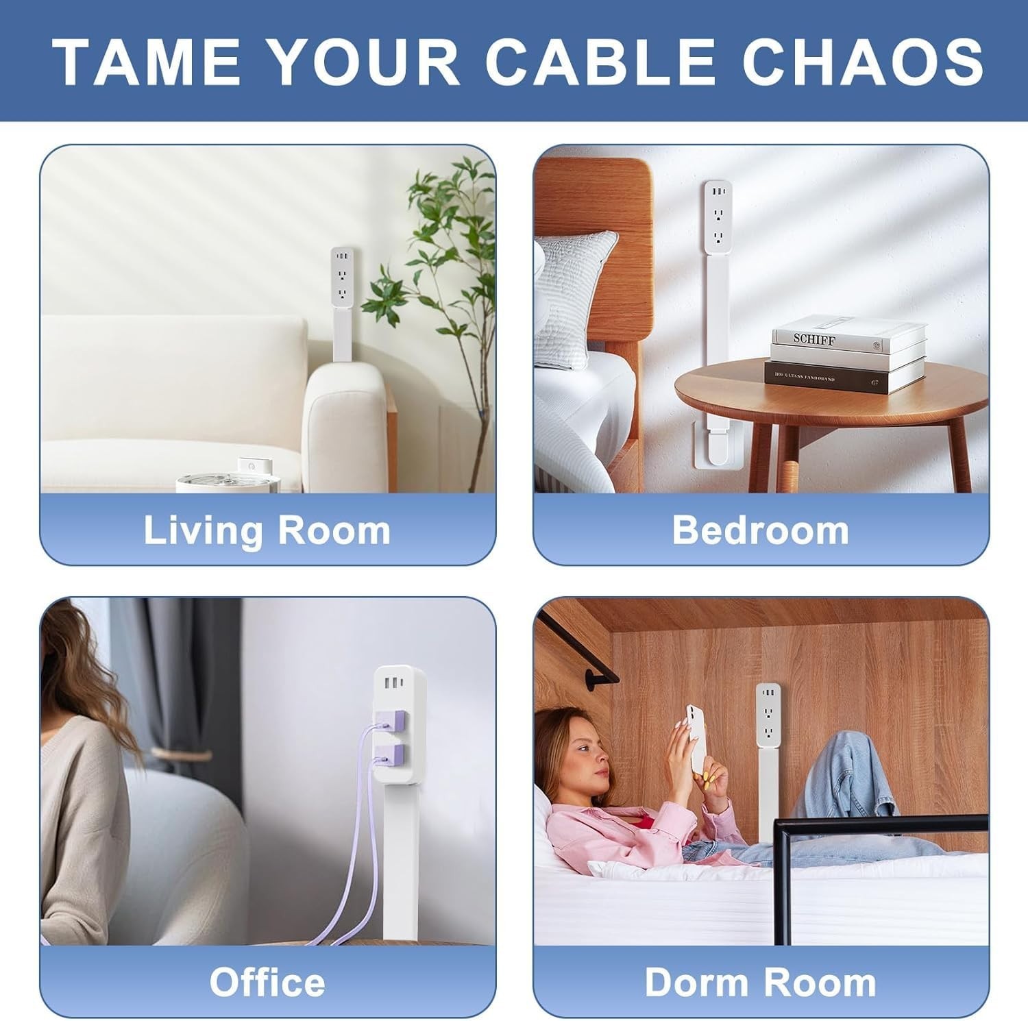 Outlet Extender with USB-A, USB-C & 2 AC Outlets - 180° Rotating Power Socket Ex