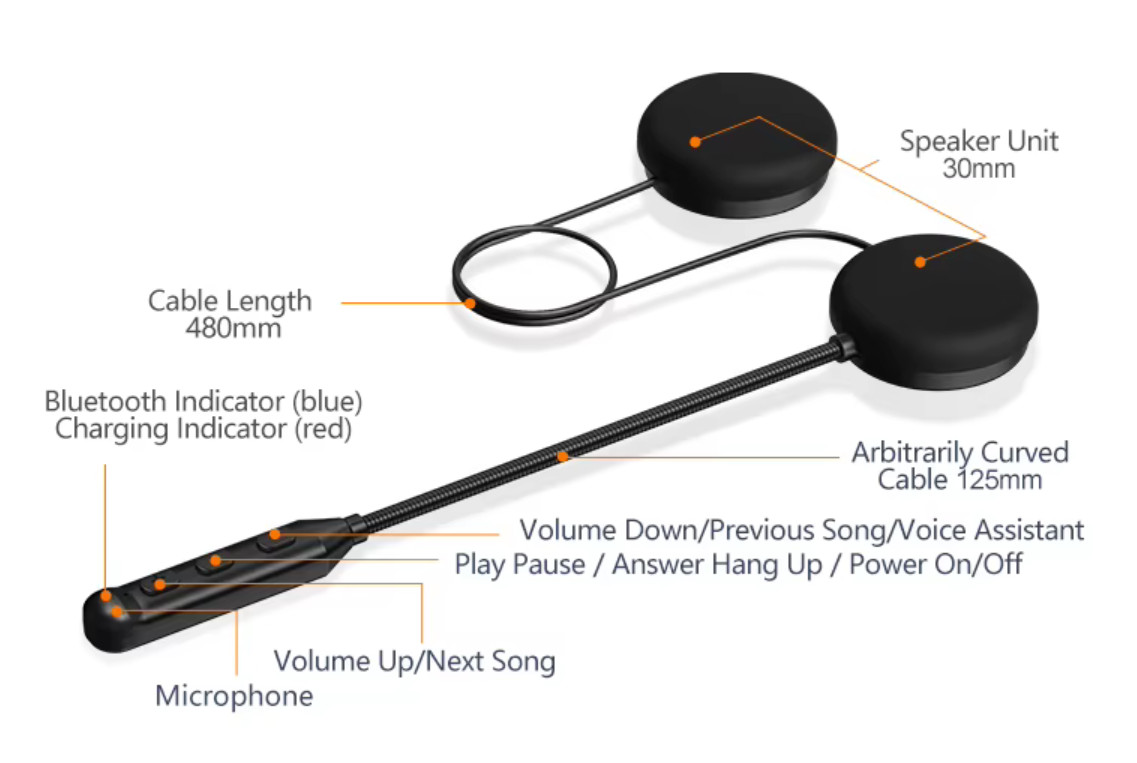 Bluetooth Motorcycle Helmet Headset GDM HD sound