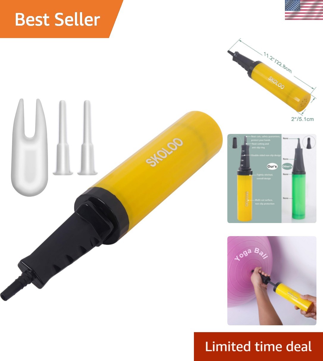 Hand Air Pump for Exercise Balls: Yoga Ball, Horse Hopper, Unicorn Bouncer, B...