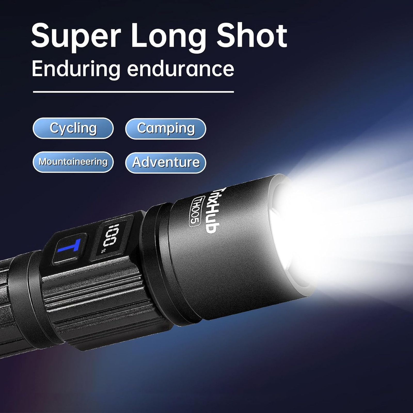 Rechargeable Flashlight 2 Pack, High Lumens LED, 5 Modes Zoomable with LCD