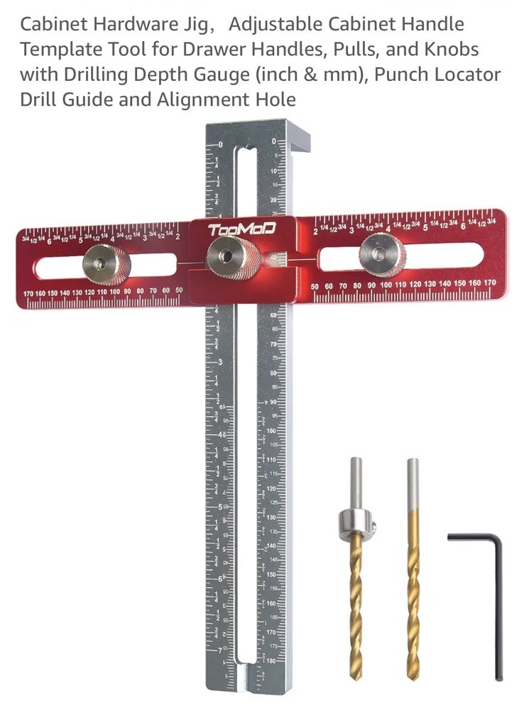 Cabinet Hardware Handle Jig, Adjustable Cabinet Hole Drilling Template Tool
