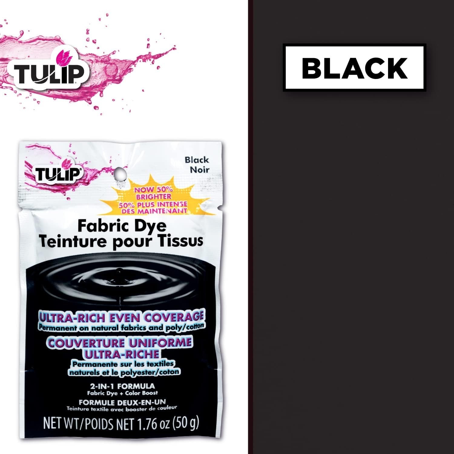Tulip Permanent Fabric Dye Powder, Hot Method for Vibrancy, Black