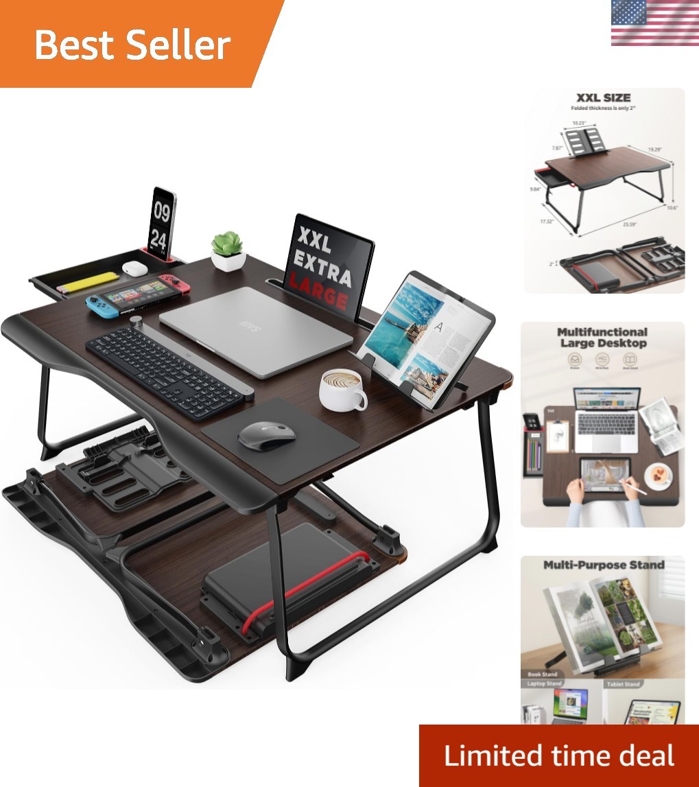 Laptop Desk for Bed, XX-Large Foldable Bed Tray Table for Eating Breakfast, W...