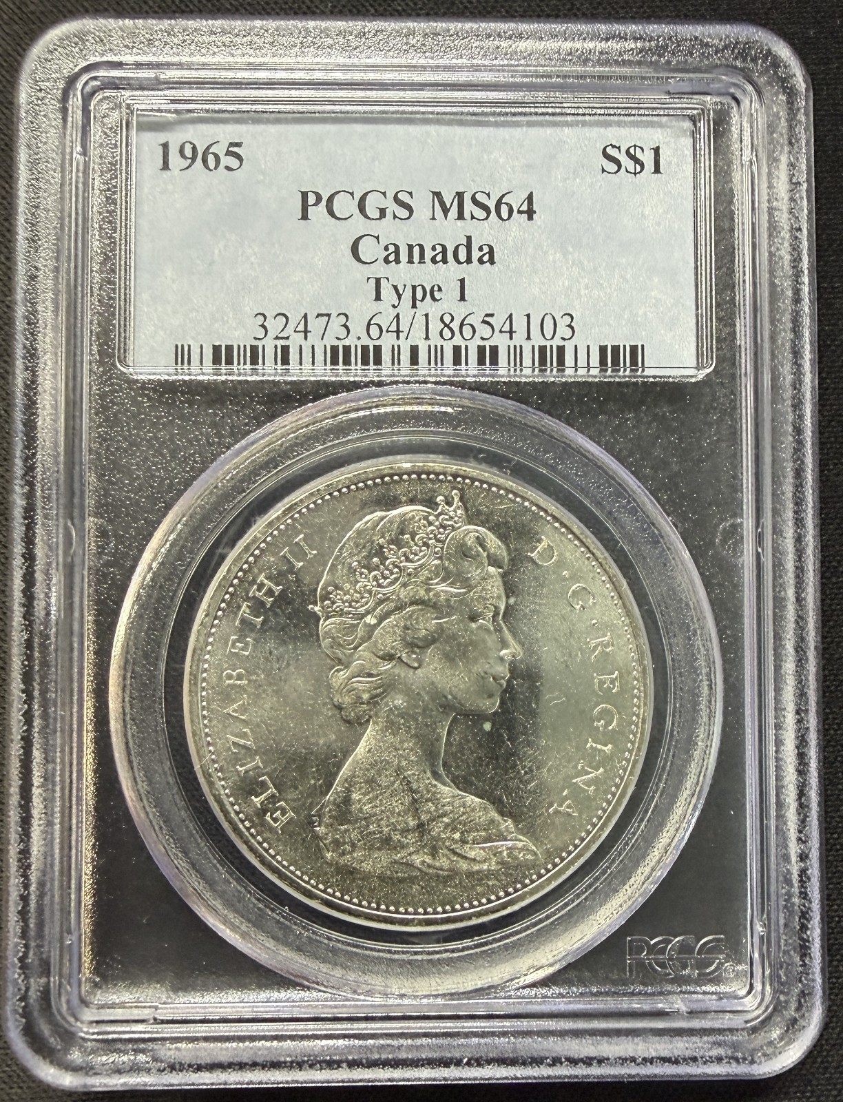 Canada - 1965 Type 1  Silver Dollar - PCGS MS64 - LUSTROUS & CHOICE SURFACES!