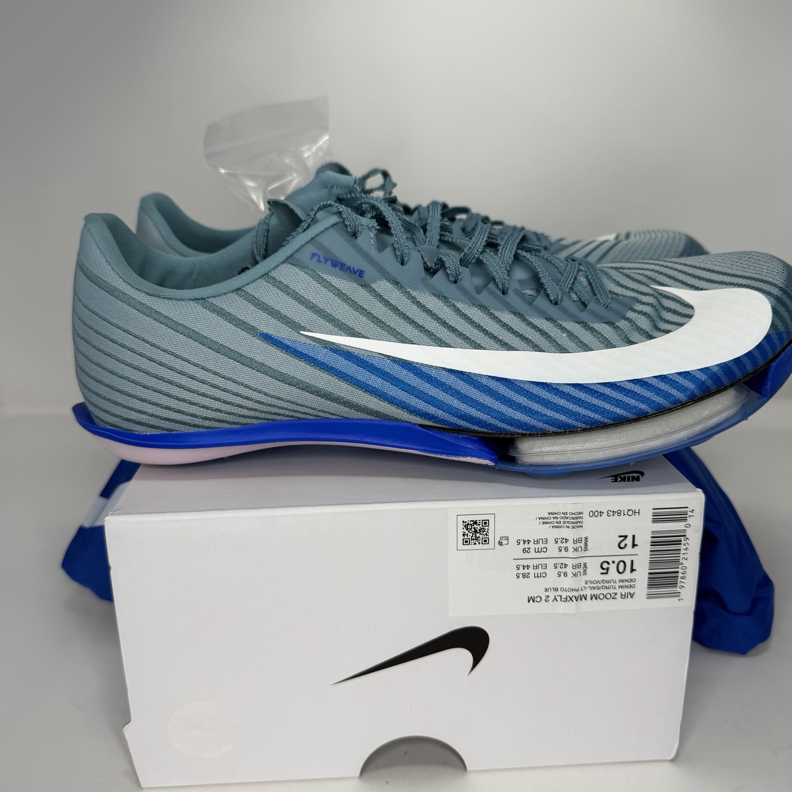 Nike Air Zoom Maxfly 2 Denim Turquoise Track Spikes Men's HQ1843-400 NEW