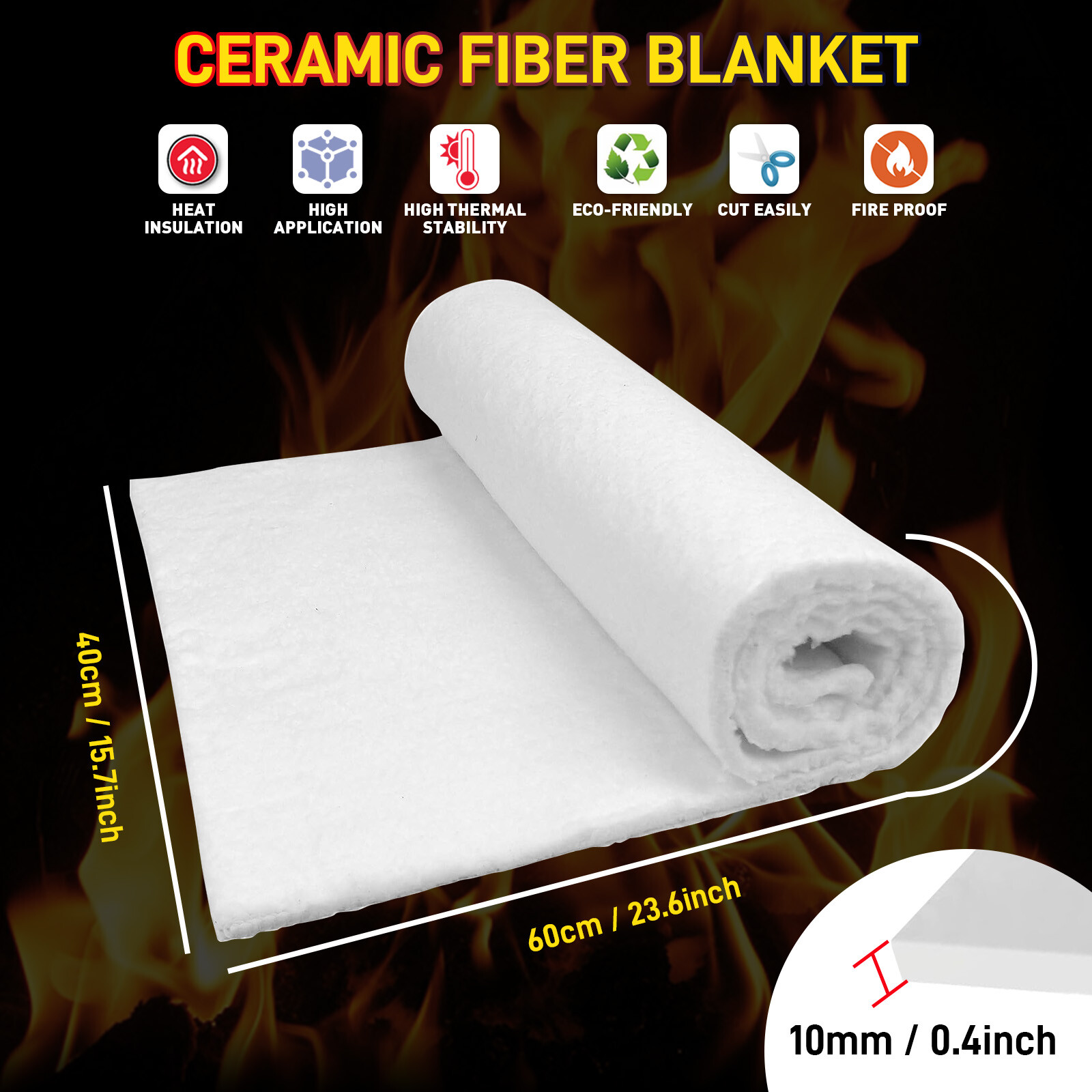 Motorcycle Ceramic Fiber Blanket Thickness 0.4" Fireproof Insulation Blanket