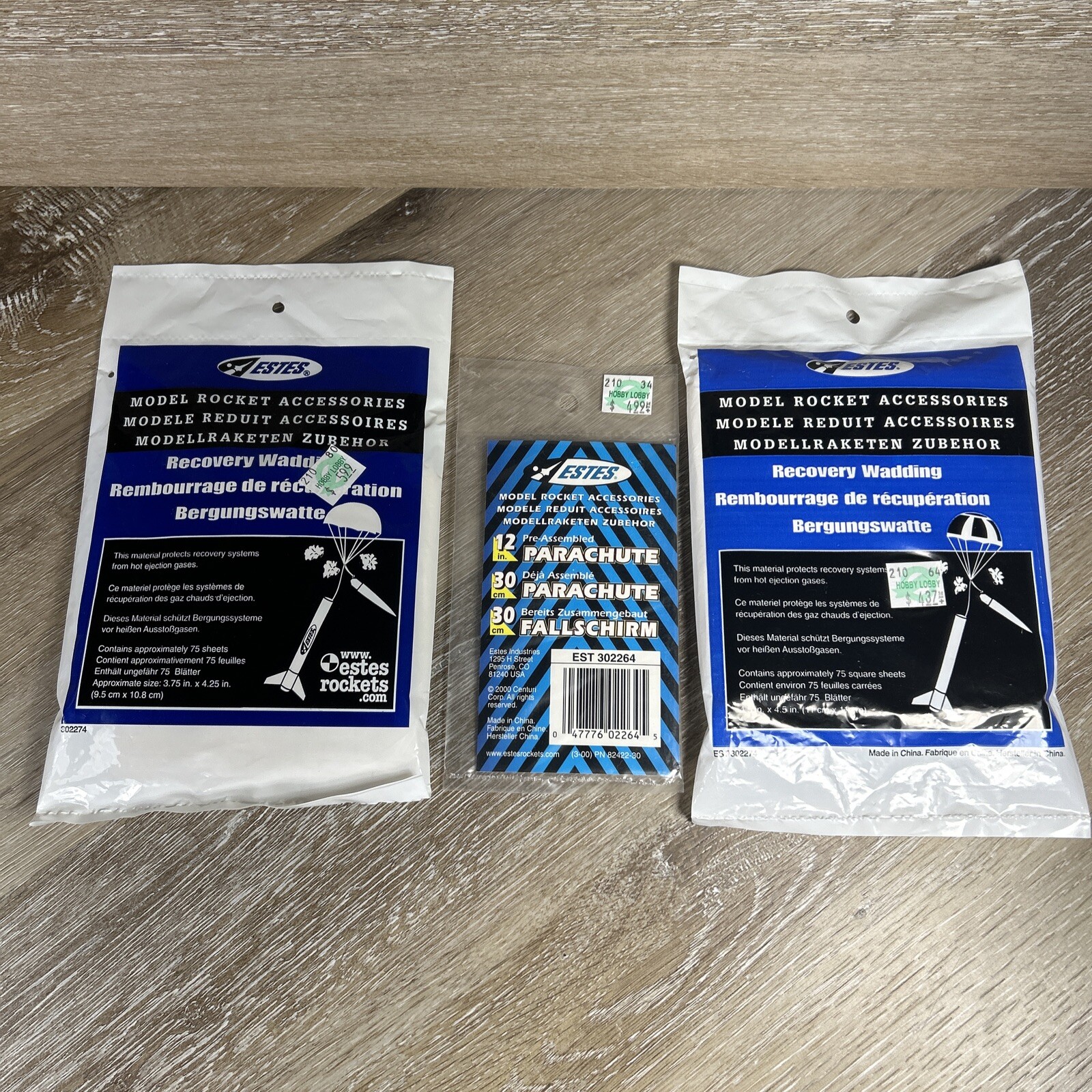 New Lot Estes Model Rocket Recovery (2 Packs) Wadding #2274 & Parachute #2264