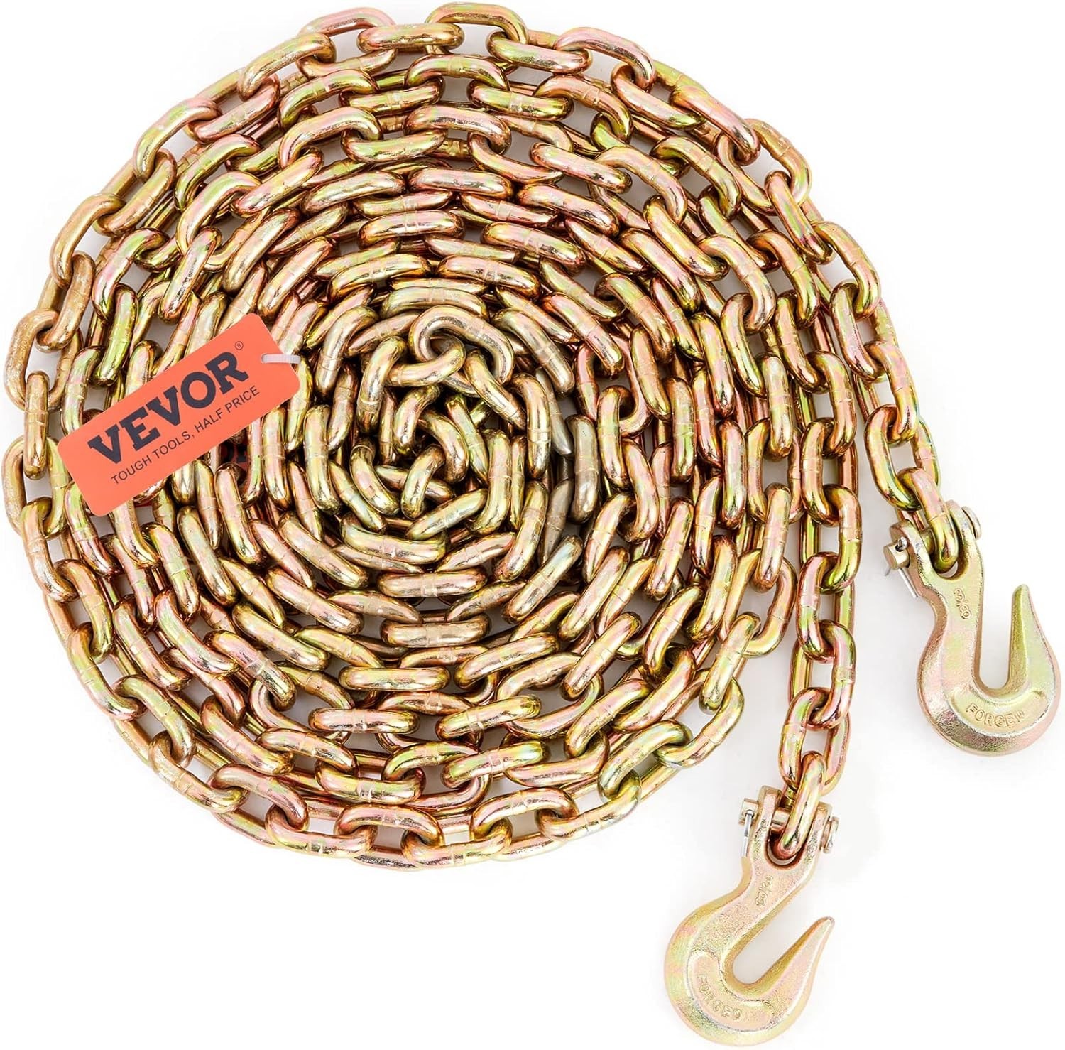 Secure 3/8'' x 20' G80 Logging Chain with Grab Hooks – Reliable for Transporting