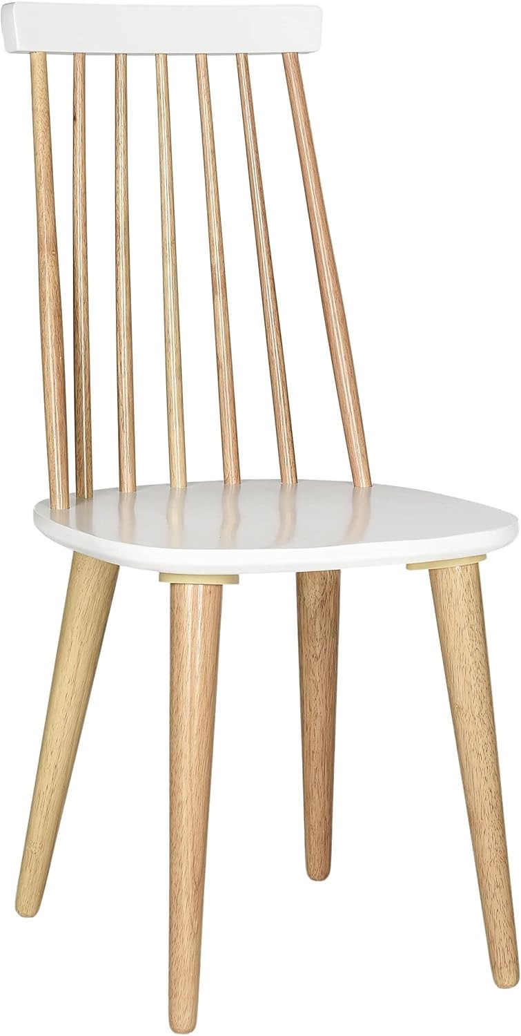 American Homes Collection Burris Country Farmhouse Natural & White Spindle Side