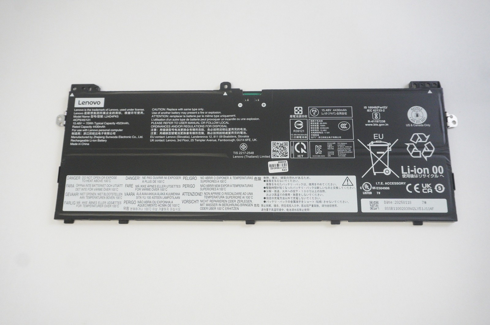 L24D4PK5 Lenovo 70Wh 4525Mah 15.48V 4Cell Battery 83JR YOGA 7 2-IN-1 14AKP10