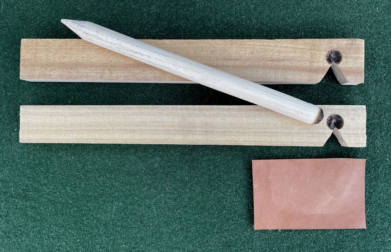 Bow Drill - Cedar Fire Board, Cottonwood Spindle, and Leather Coal Catcher