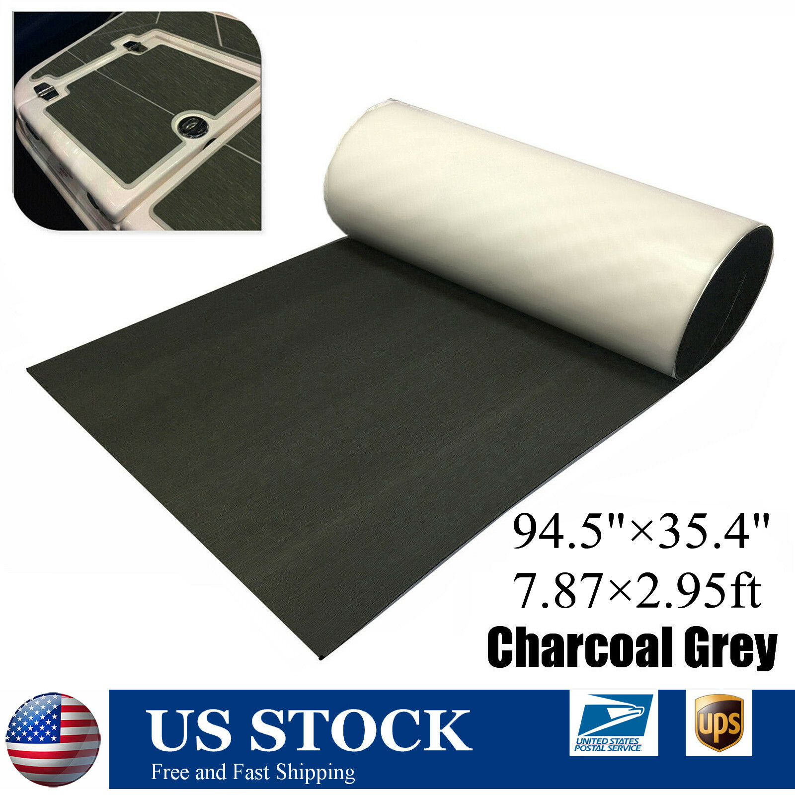 Charcoal Grey Boat Flooring Sheet EVA Foam Marine Decking Carpet | Non Skid Mat