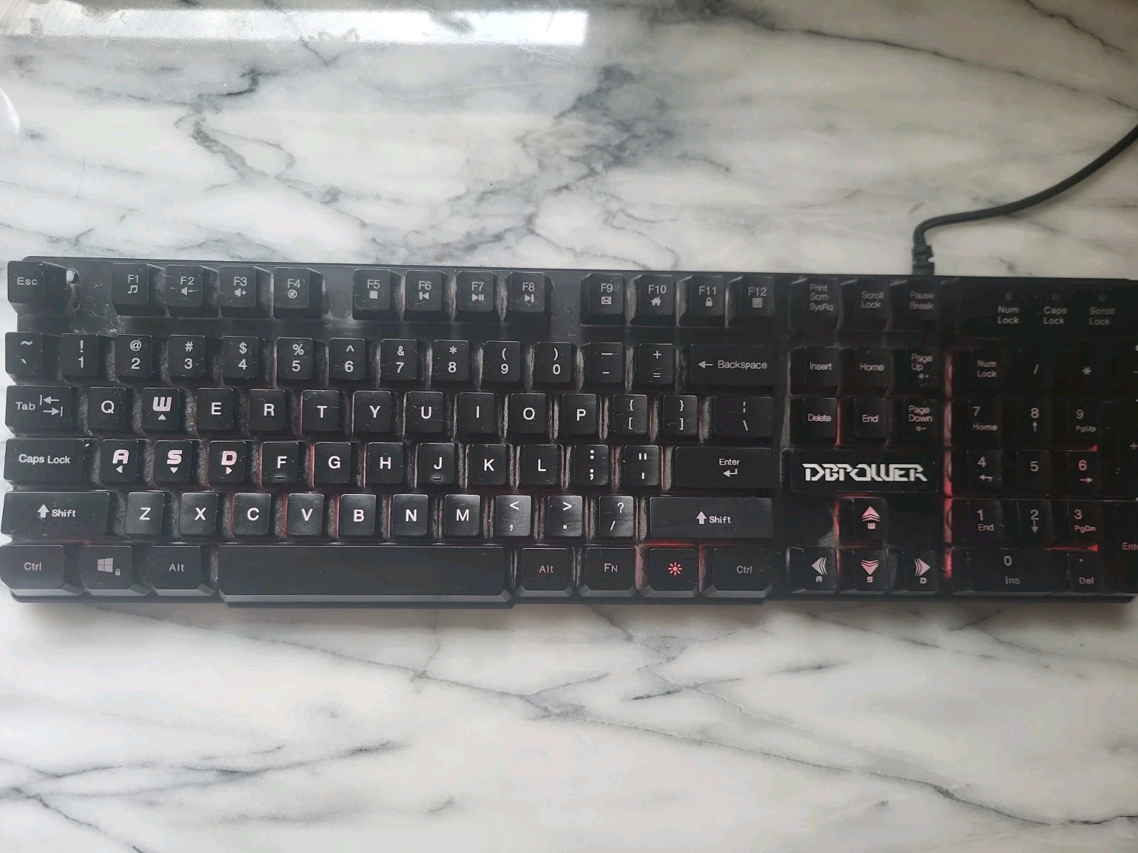 DBURBUR Wired USB Gaming Keyboard Black Backlit Mechanical Feel Keycaps