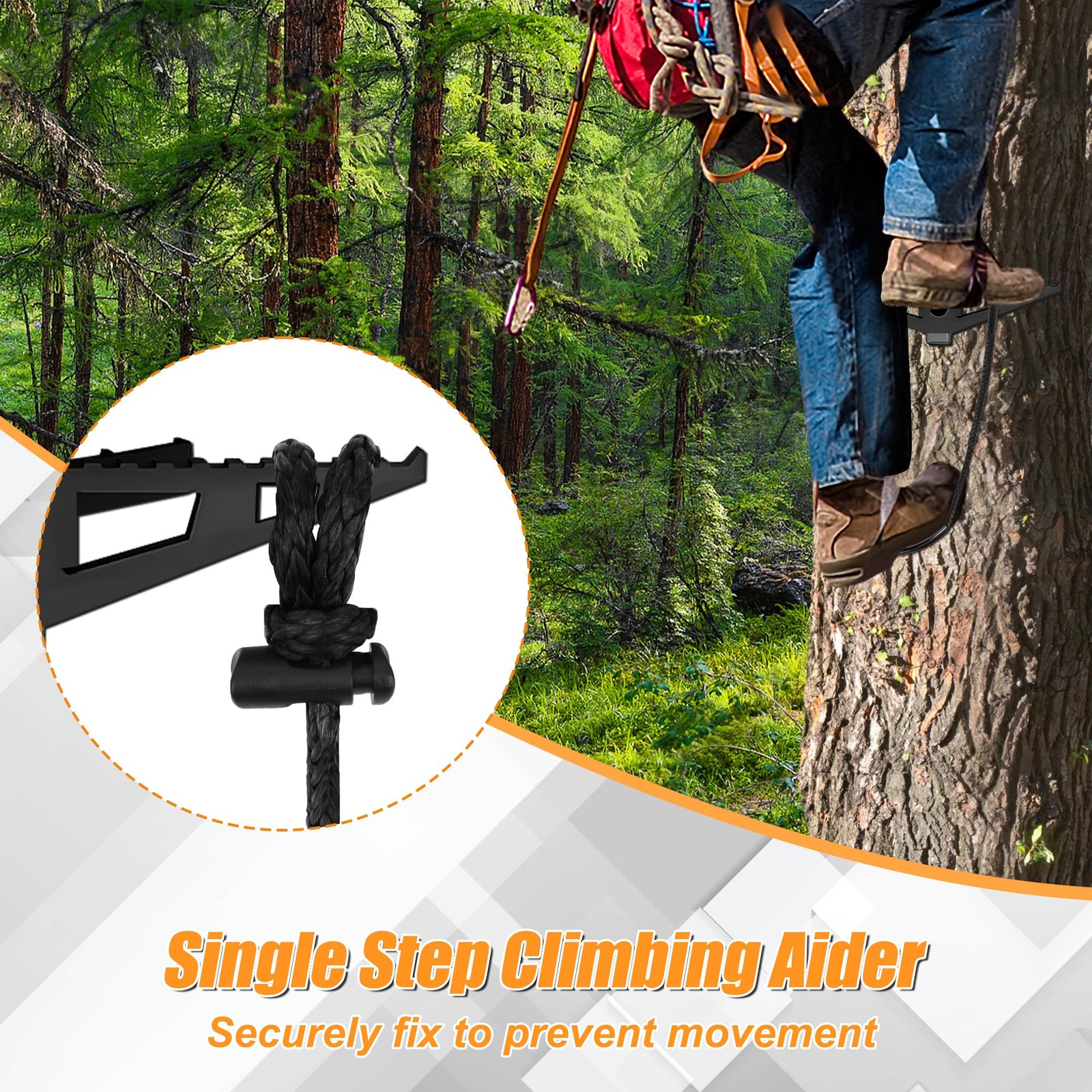 Single Step Climbing Stick Aider, 2P Single Tree Step Climbing Aider for Hunt...