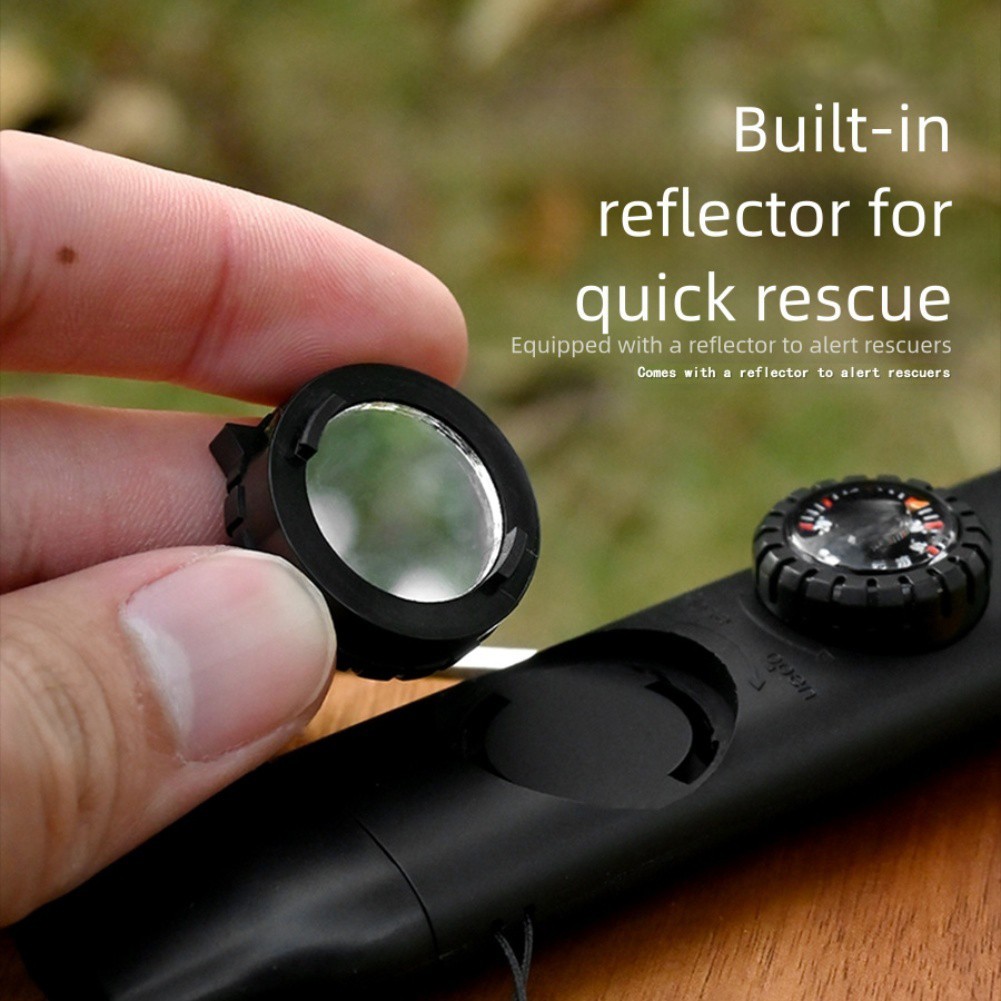 Multi functional 7 in 1 Whistle with LED Light For Compass for Camping Gear