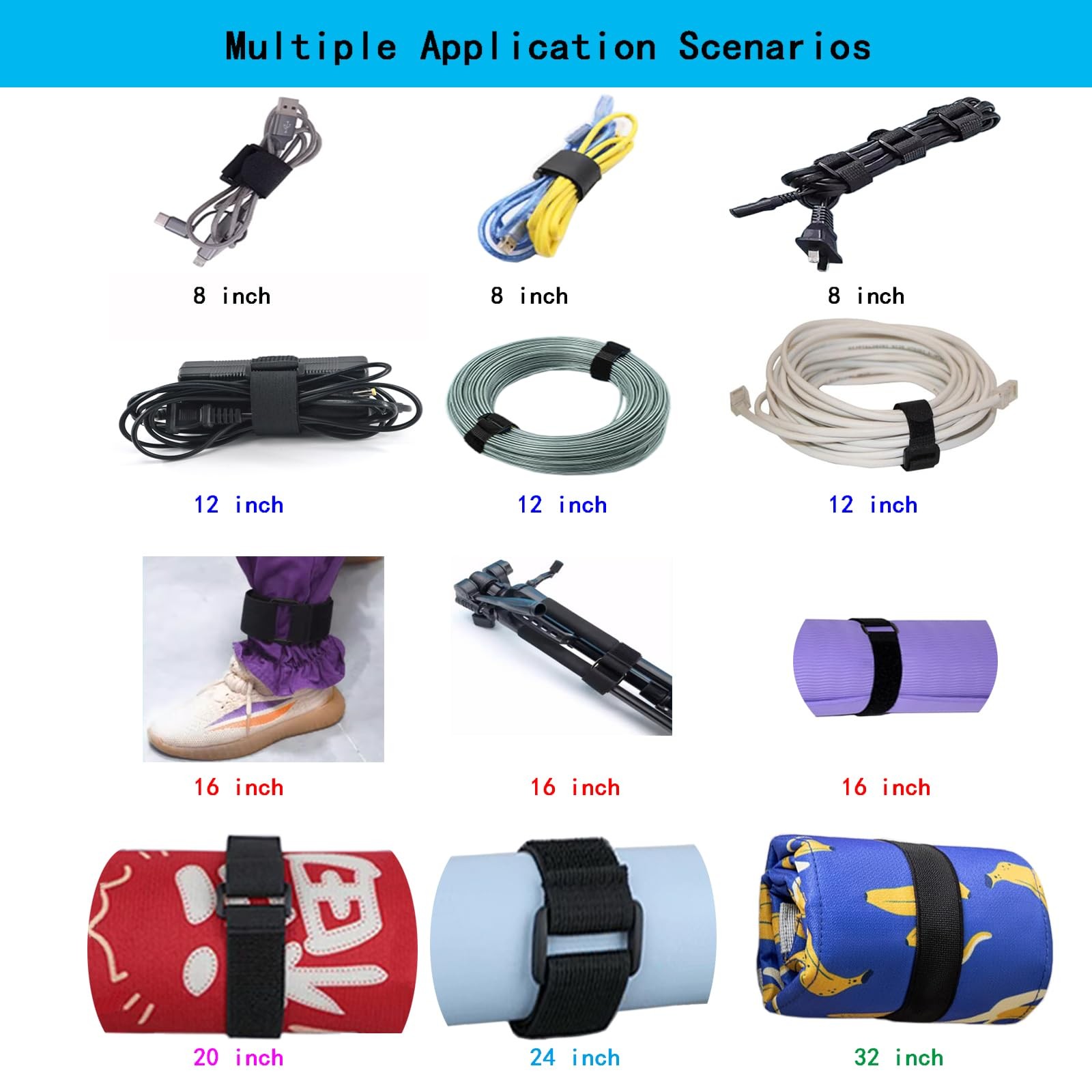 20 Pack (12 x 1 Inch) Reusable Fastening Cable Straps,Adjustable Multi-Purpos...