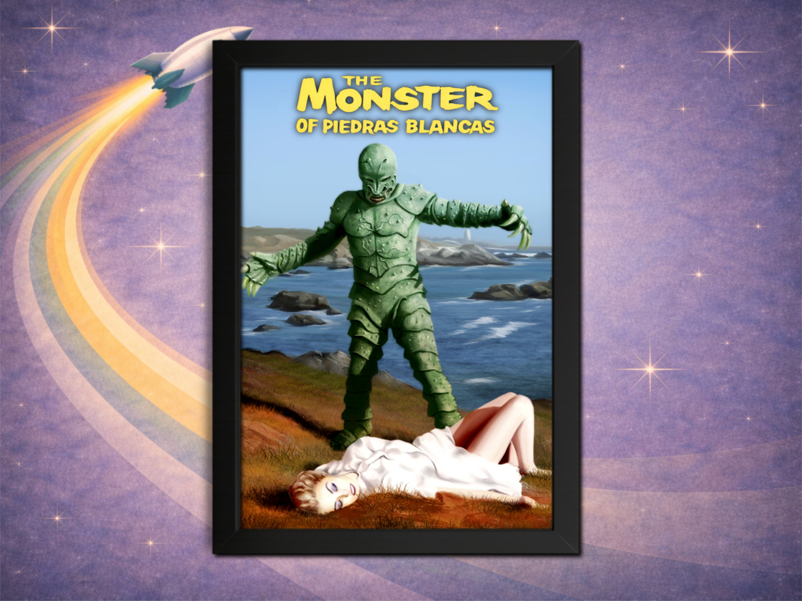 Framed The Monster of Piedras Blancas Print | ClassicSciFi Creature Feature 8×12