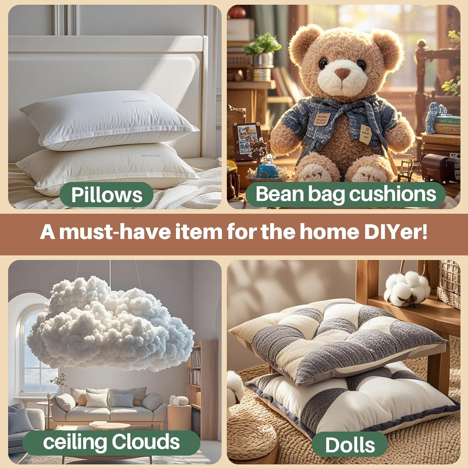 5.3 OZ RAINFLOW Polyester Fiberfill Stuffing - Premium Polyfill Stuffing for Stu