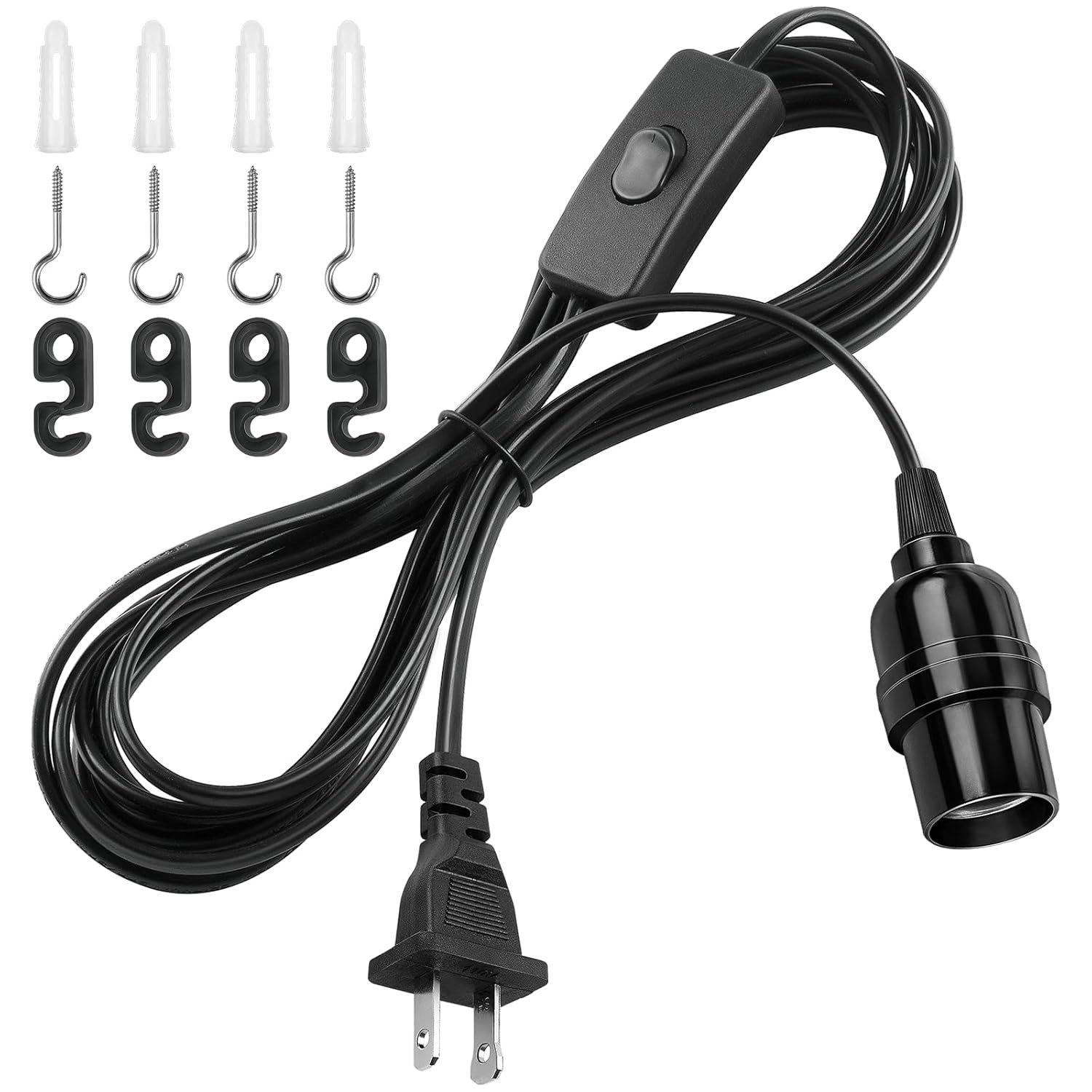 Extension Hanging Lantern Cord Cable, E26 Pendant Light Lamp Socket, On-Off Swit