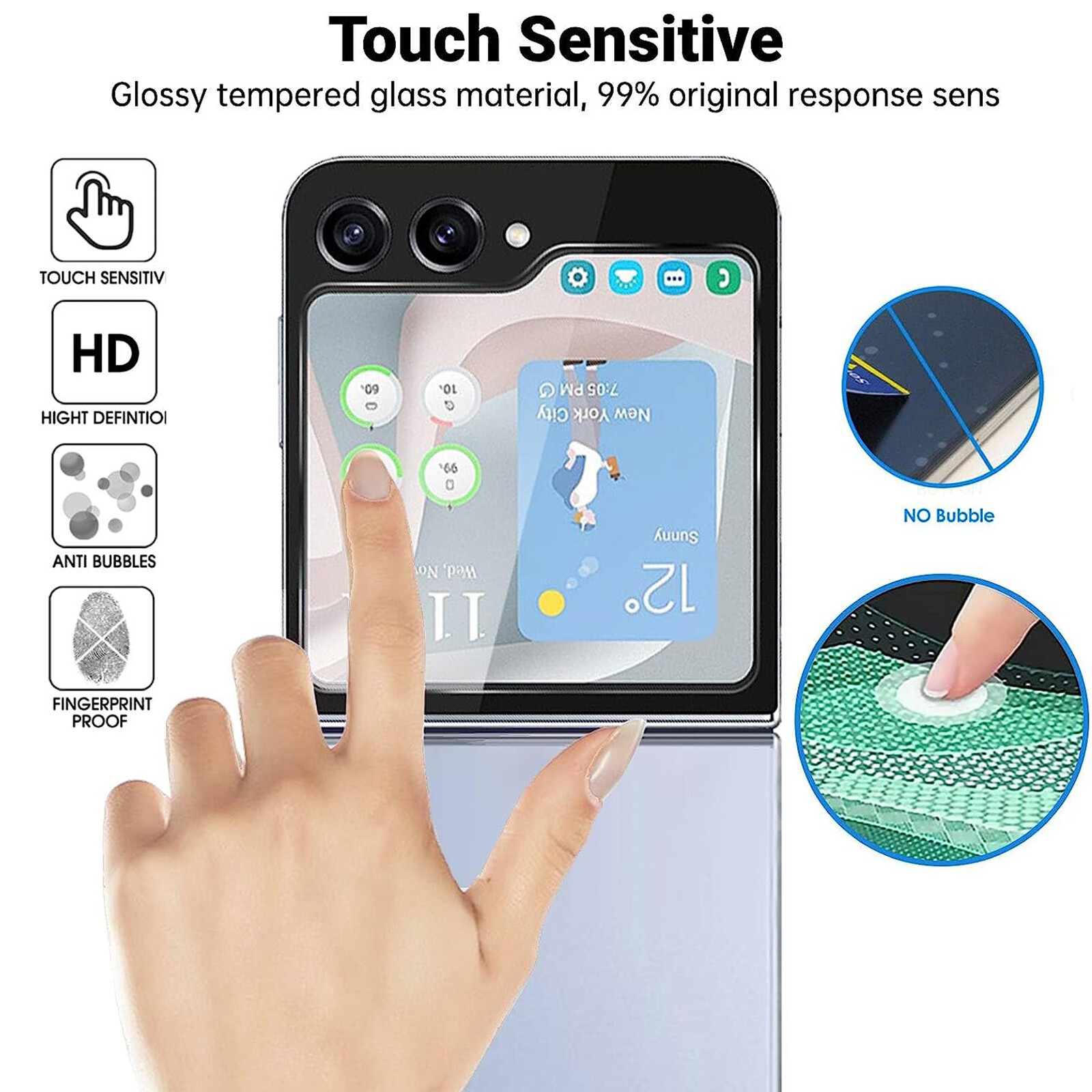For Samsung Galaxy Z Flip5 Front Screen Protector + Camera Lens Protector 3 Pack