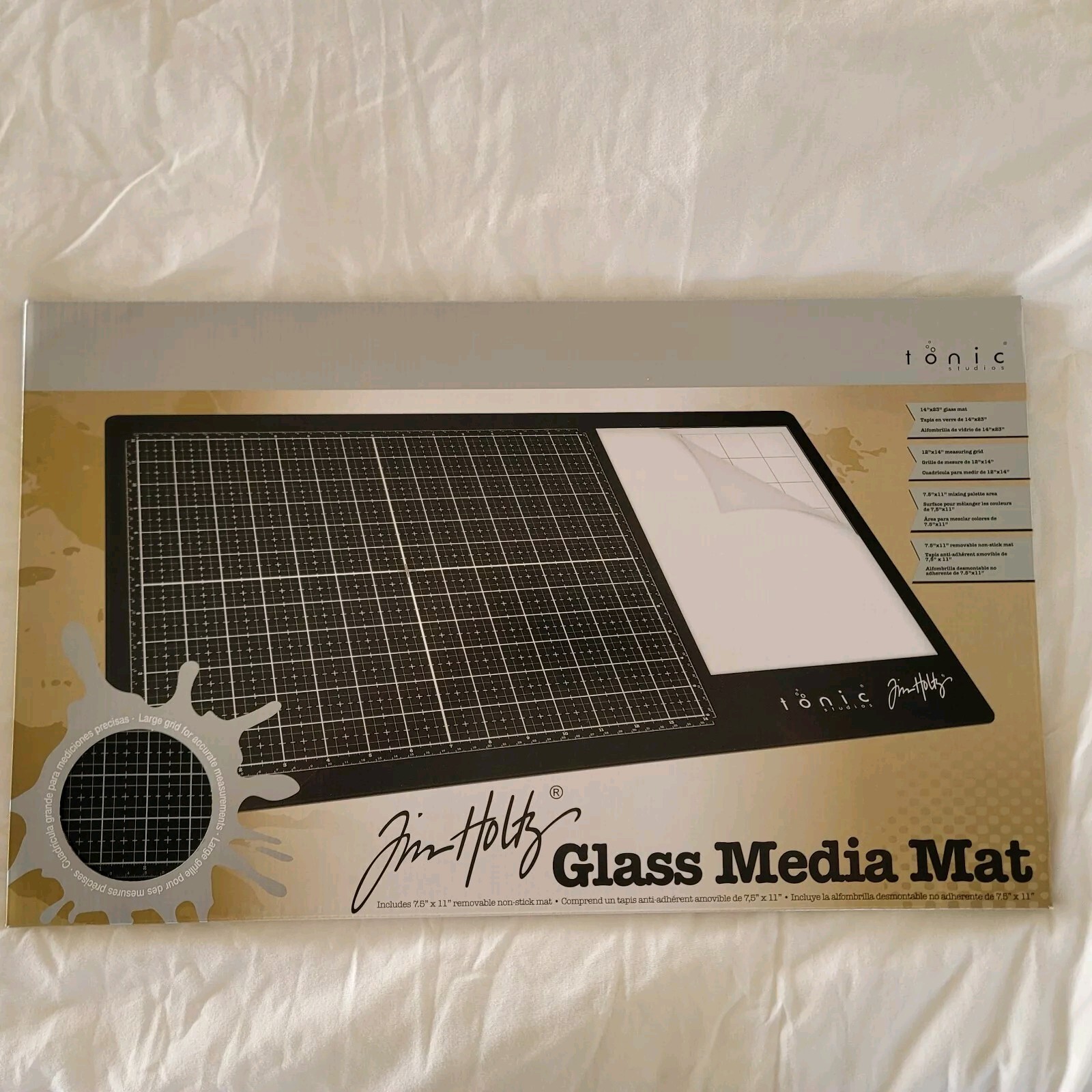 Tonic Studios Tim Holtz Glass Media Mat 23"X14"- W/ 7.5"×11" Non-stick Mat