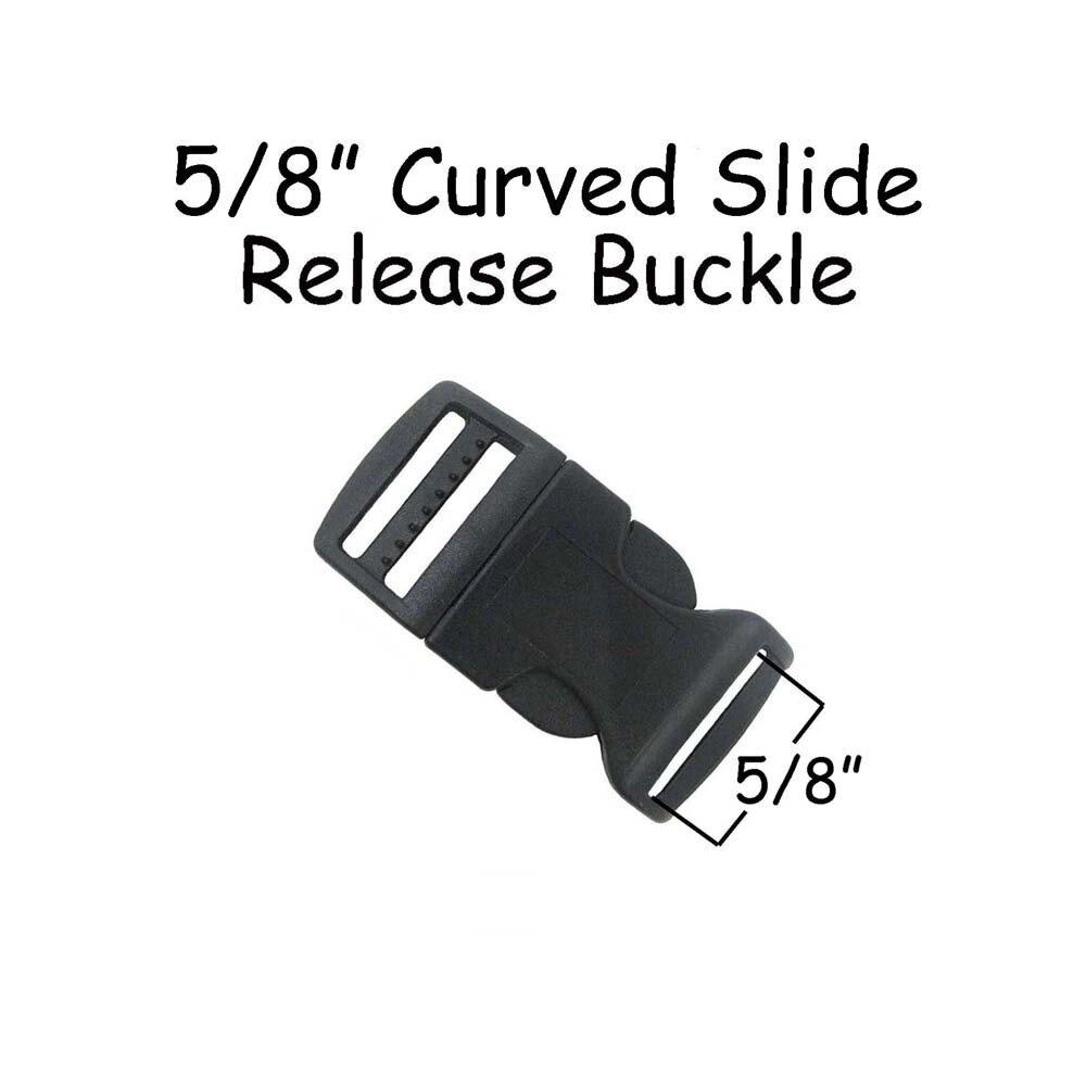 10 Curved Side Release Buckles 5/8" Black Plastic Paracord / Pet Collar Parts