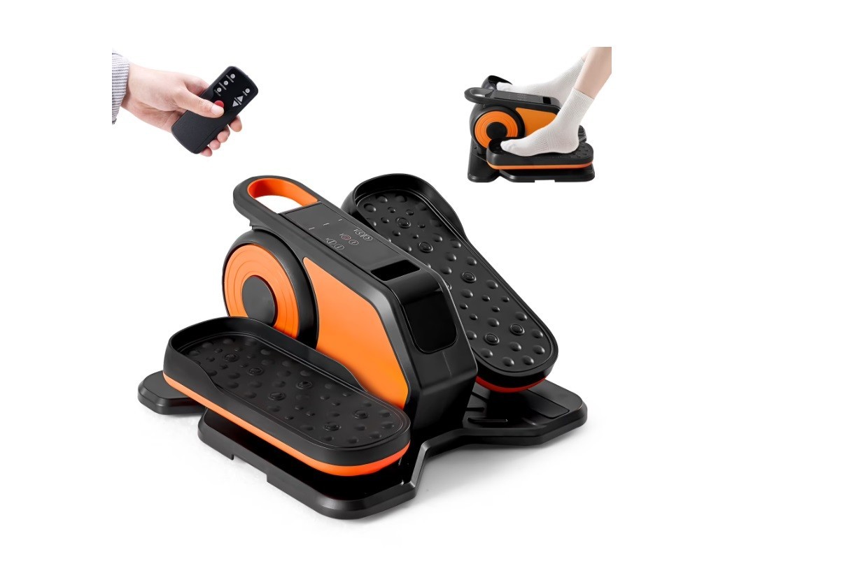Portable Under Desk Elliptical Machine, Leg Exerciser 12 Adjustable Speed Orange