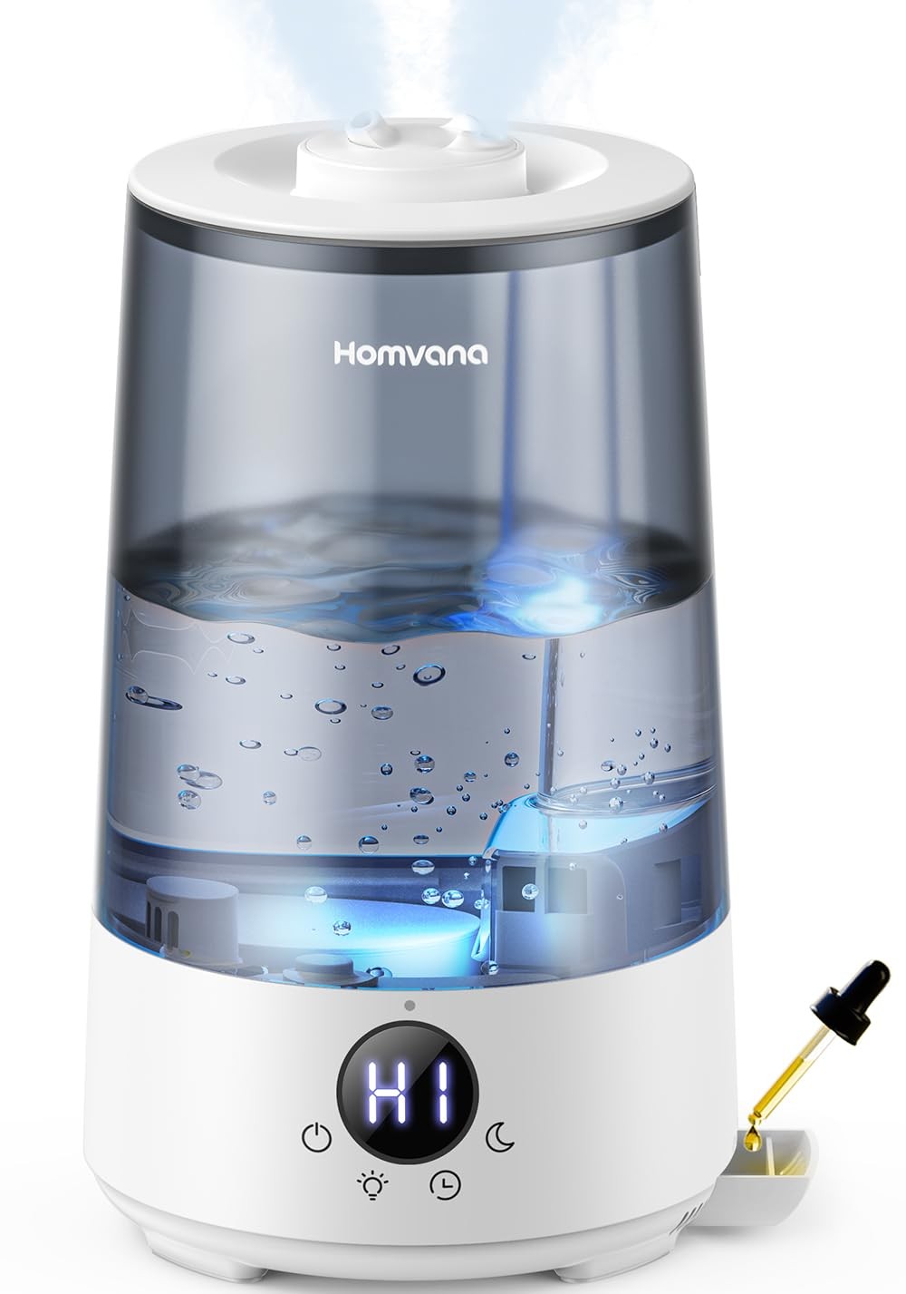 Homvana 3.6L Top-Fill Cool Mist Humidifiers for Bedroom, Large 3.6L, Grey