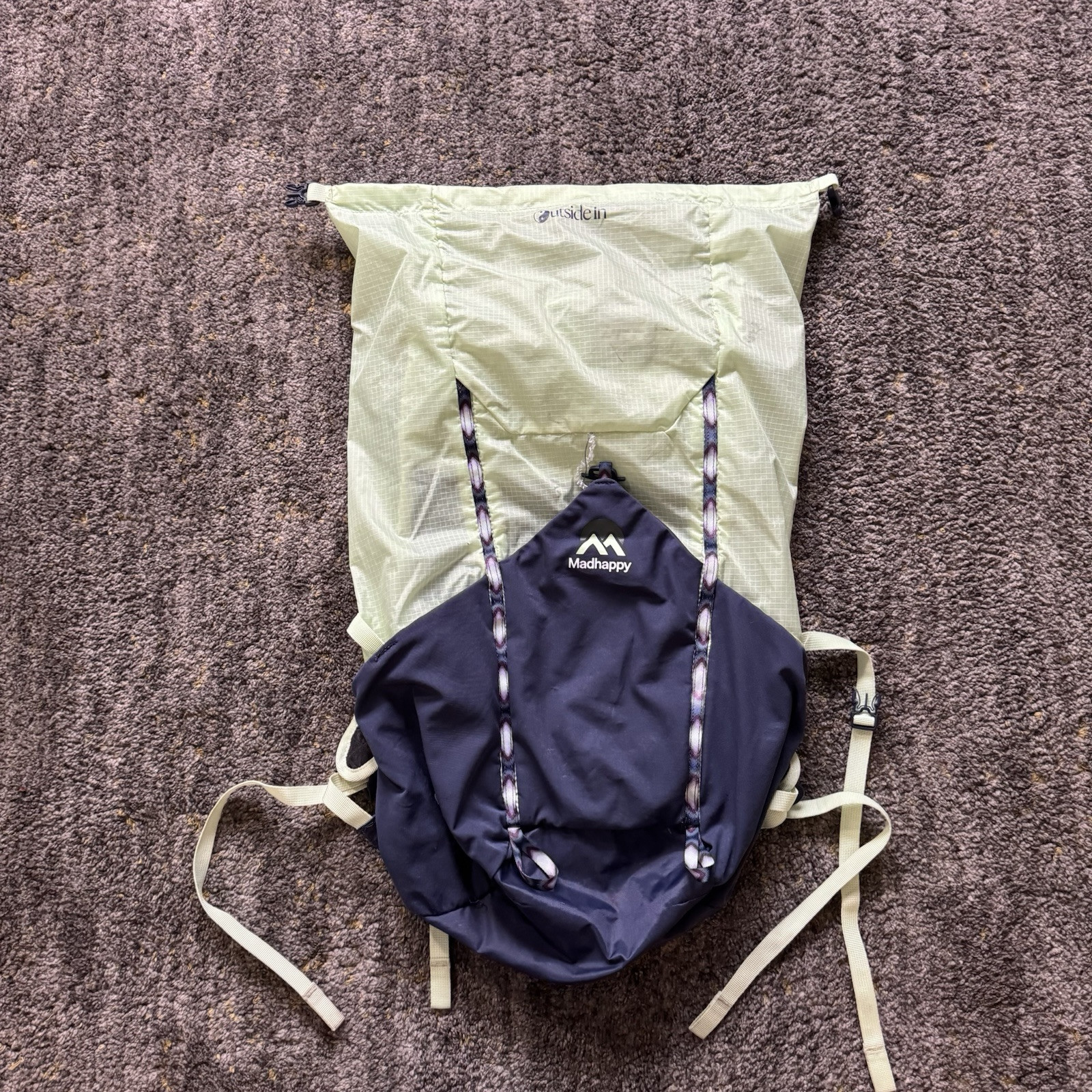 Madhappy Columbia Collab Lightweight Backpack Roll Top Hiking Day Bag Rare Green