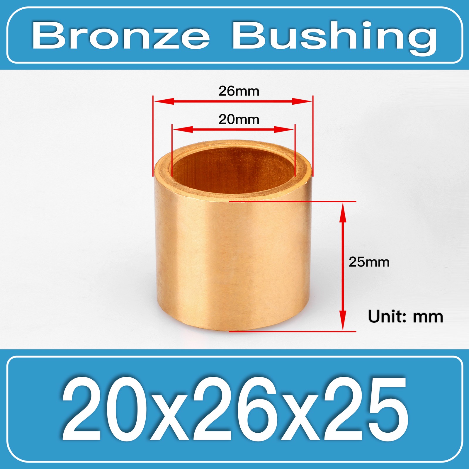 20x26x25mm SAE841 Sintered Bronze Self-Lubricating Sleeve Bushing 1PCS