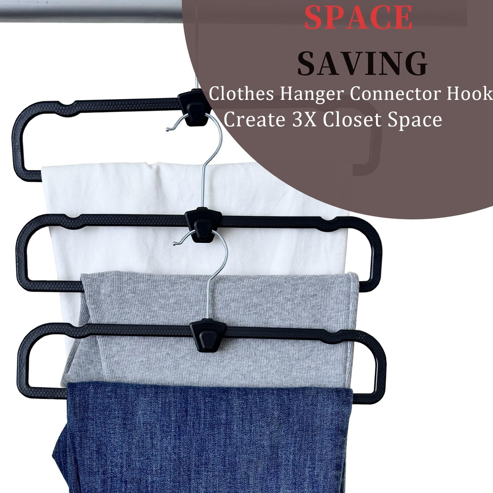 Slim Plastic Pants HangersThin Space-Saving Trouser HangerJeans Hangers with ...
