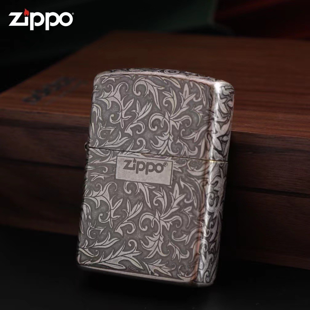 Zippo Antique Silver Armor Five-Sided Arabesque Lighter – Gift & Collectible