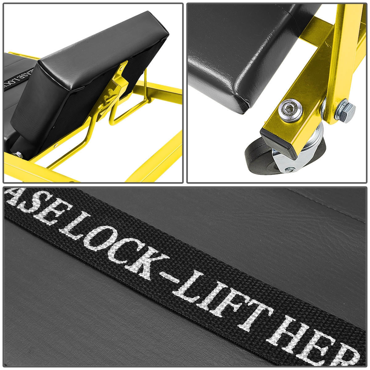 2-IN-1 48" Foldable Z Creeper Mechanics Garage Work Stool Rolling Chair Yellow