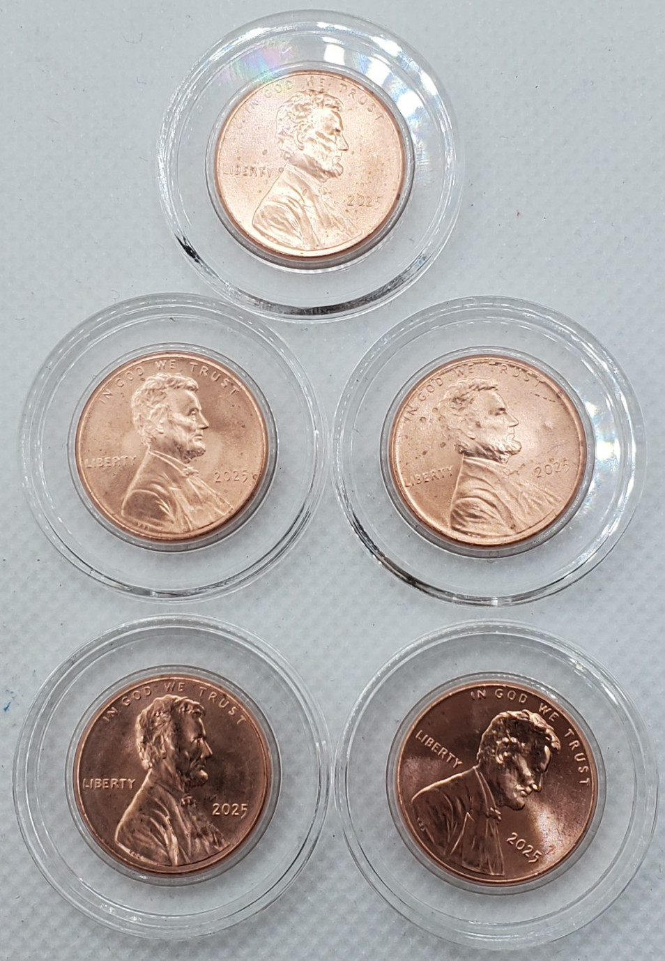 2025 - P and D Penny in Air-Tite case - 10 total pennies; 5 x Philly, 5 x Denver