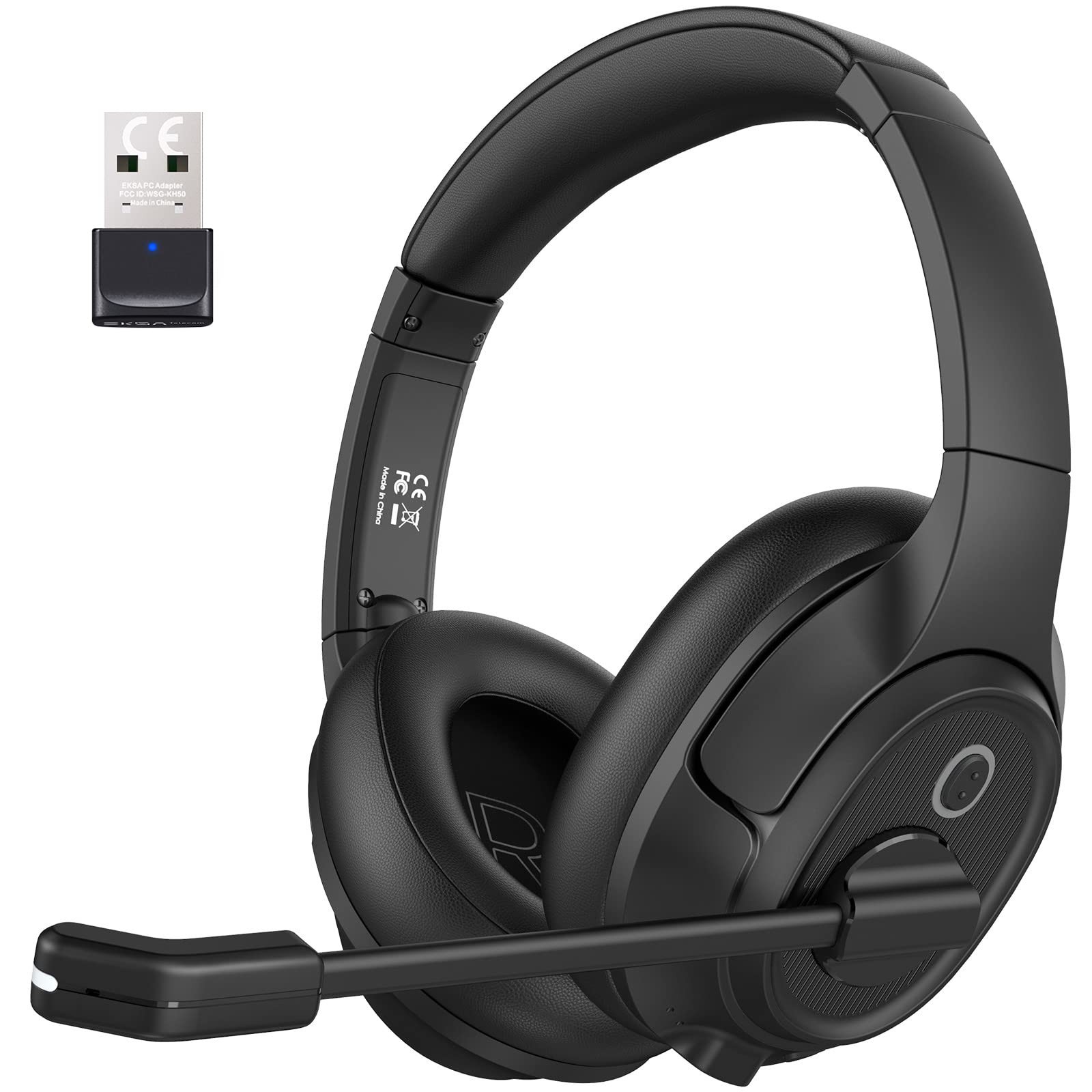 EKSA Bluetooth Headset w/ Microphone & USB Dongle, 30H Talk, 33ft Range