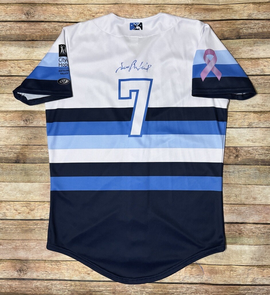 Lancaster JetHawks Game Used Signed Jersey Breast Cancer MiLB Astros OT 46 Large