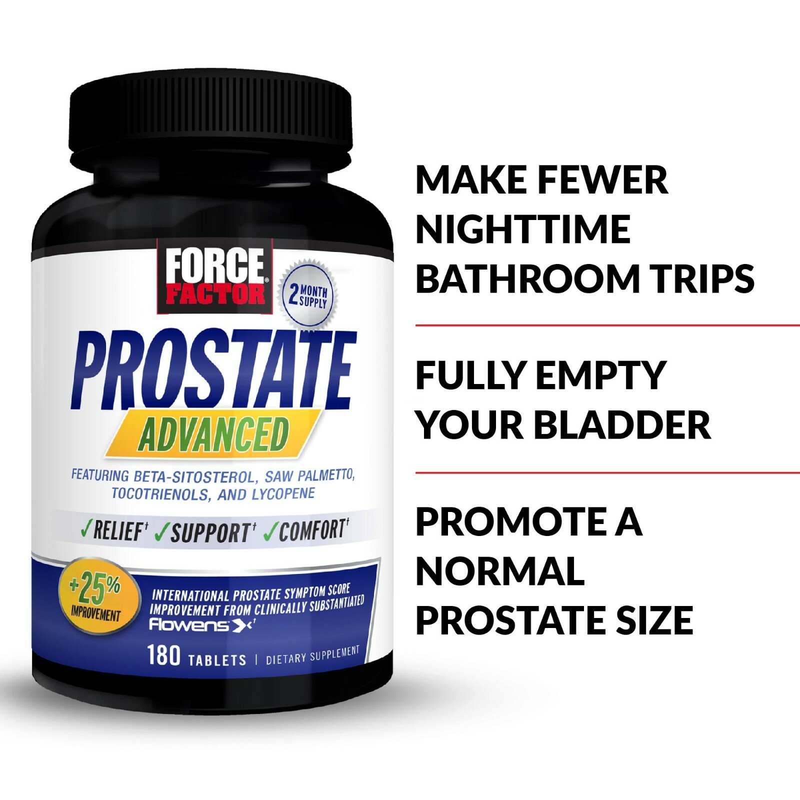 Force Factor Prostate Advanced Prostate Supplement, Saw Palmetto, Pygeum 180ct