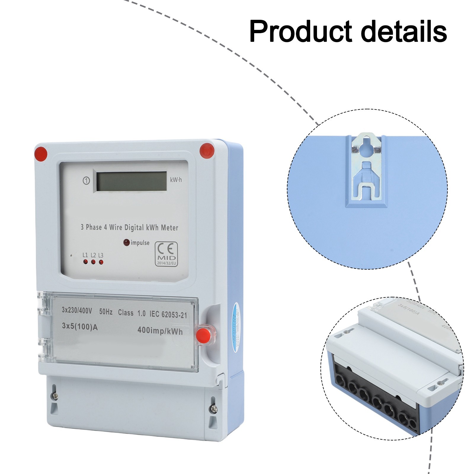 100A Capacity LCD Energy Meter Three Phase Meter Residential Application