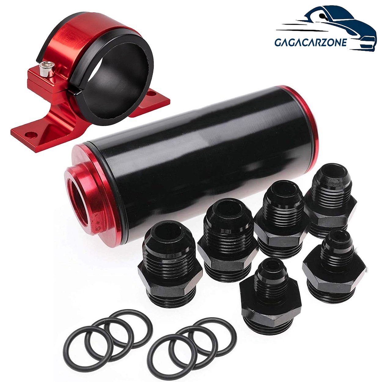 High Flow Inline Fuel Filter 100 Micron Cleanable AN6 AN8 AN10 Adapter Universal