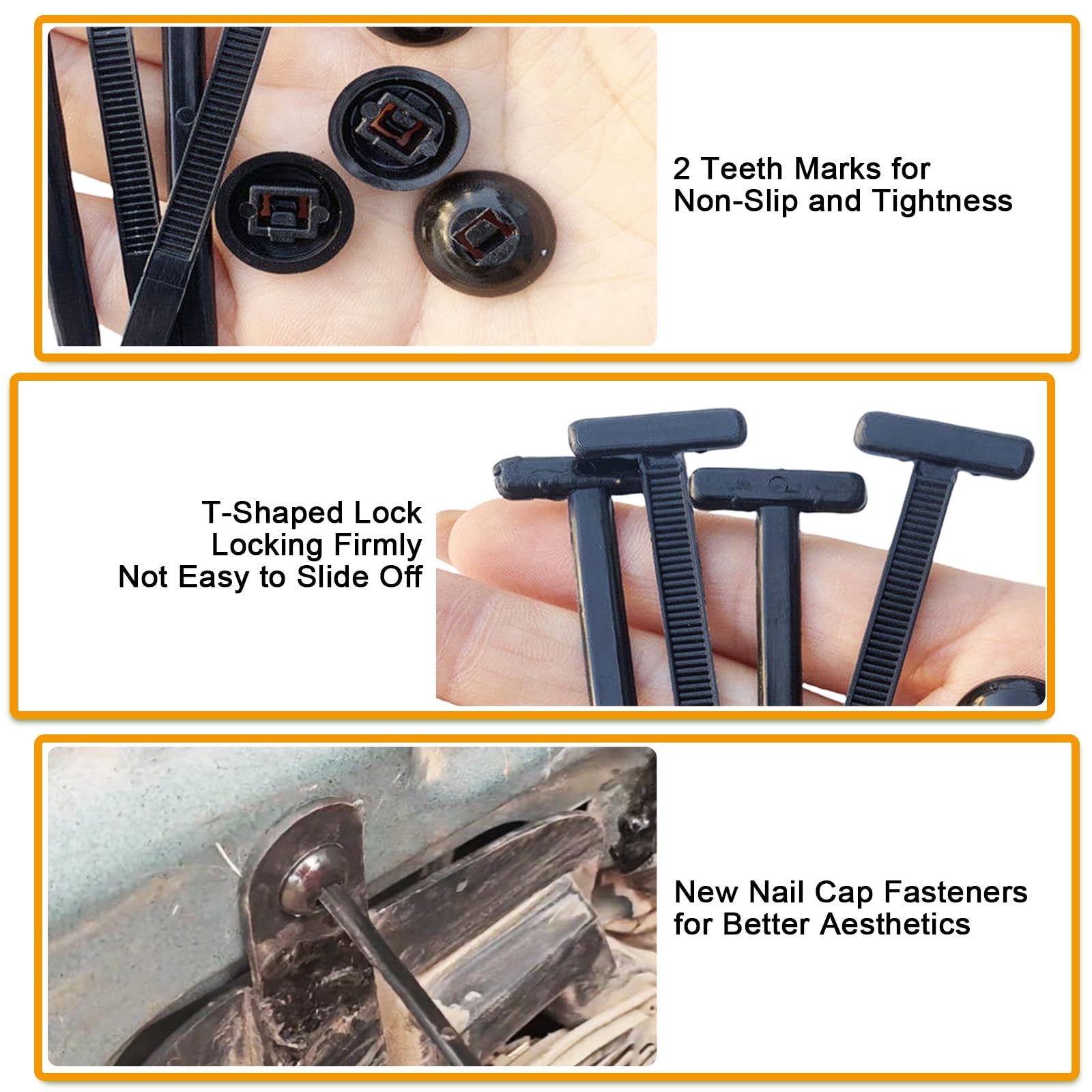 Nylon Universal Cable Tie Buckle - Heavy Duty Zip Ties (with Pin & Button), U...