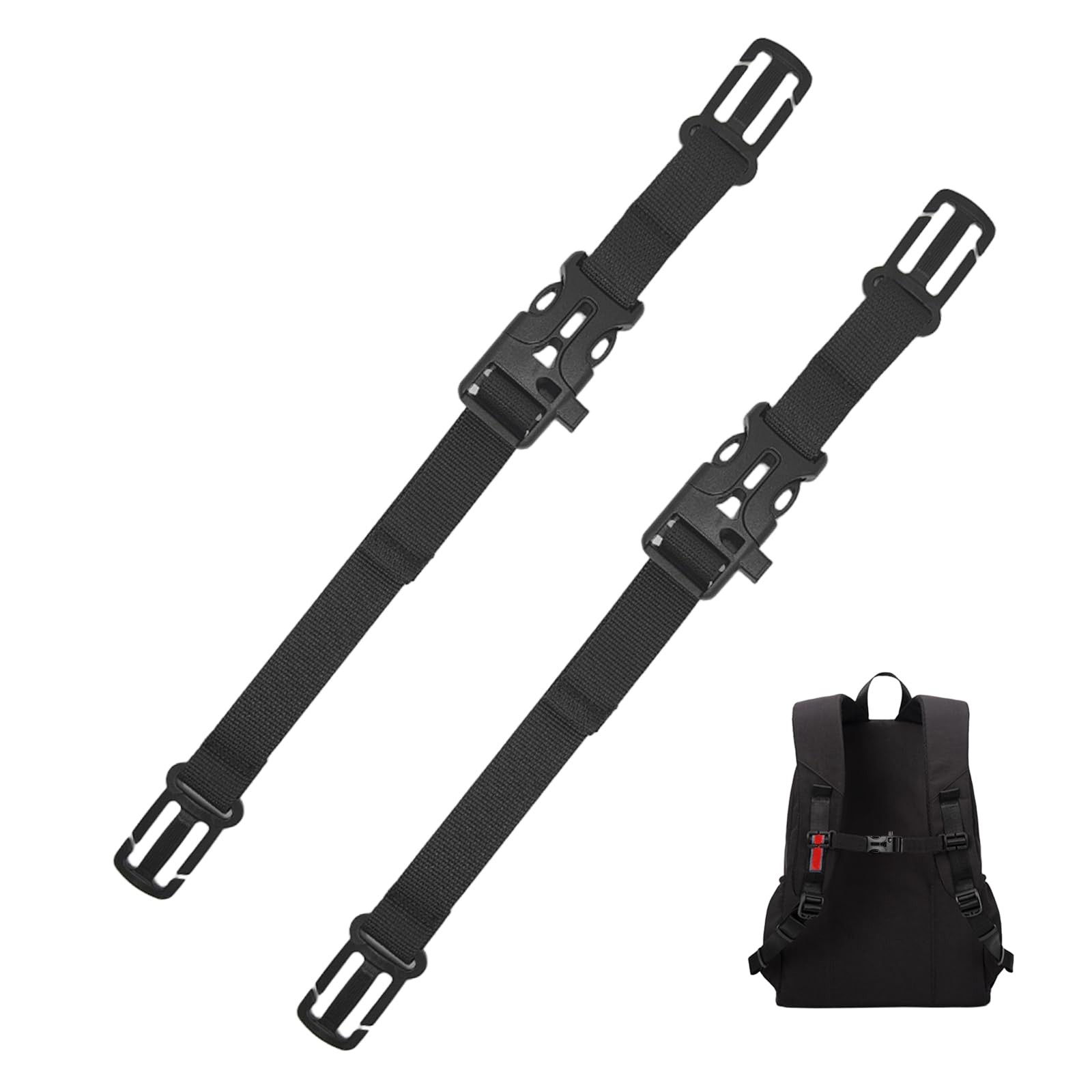 YAFIYGI 2Pcs Backpack Chest Strap Add On Adjustable Sternum Straps for Black