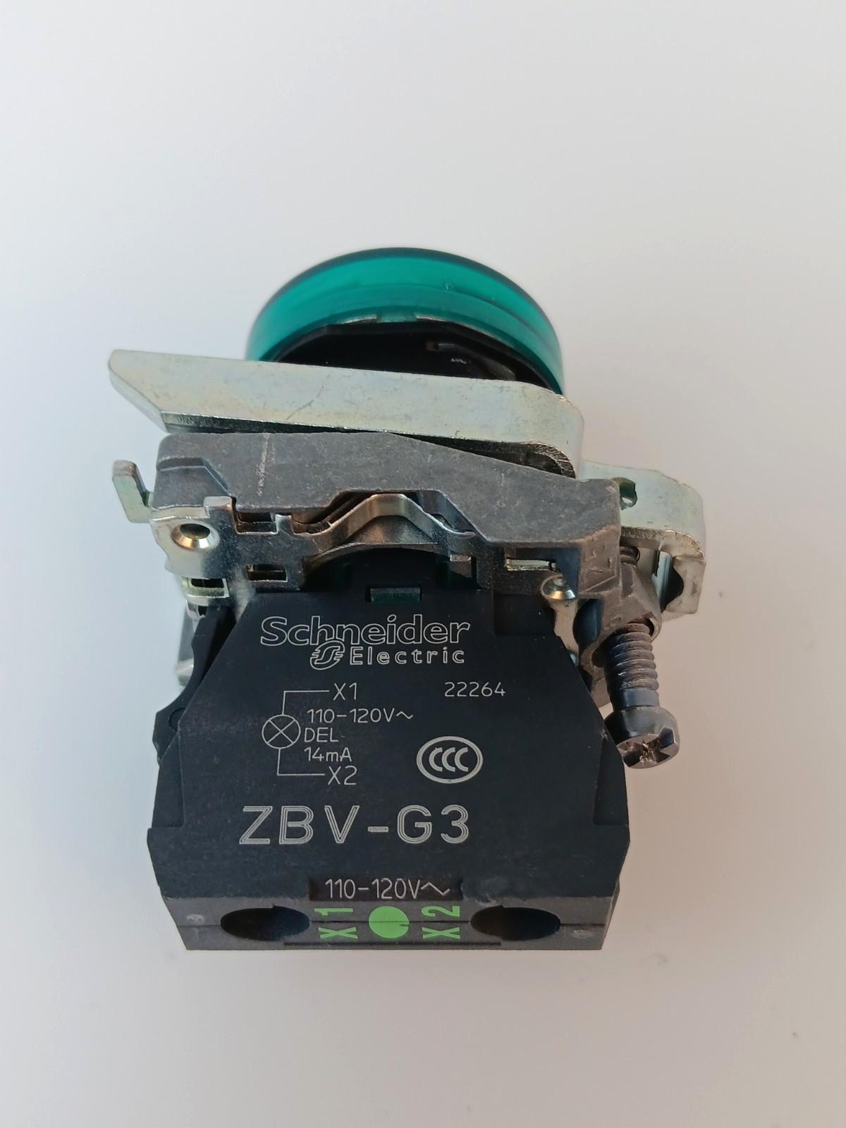 Schneider Electric ZBV-G3 Green Pilot Light 120VAC LED Panel Mount