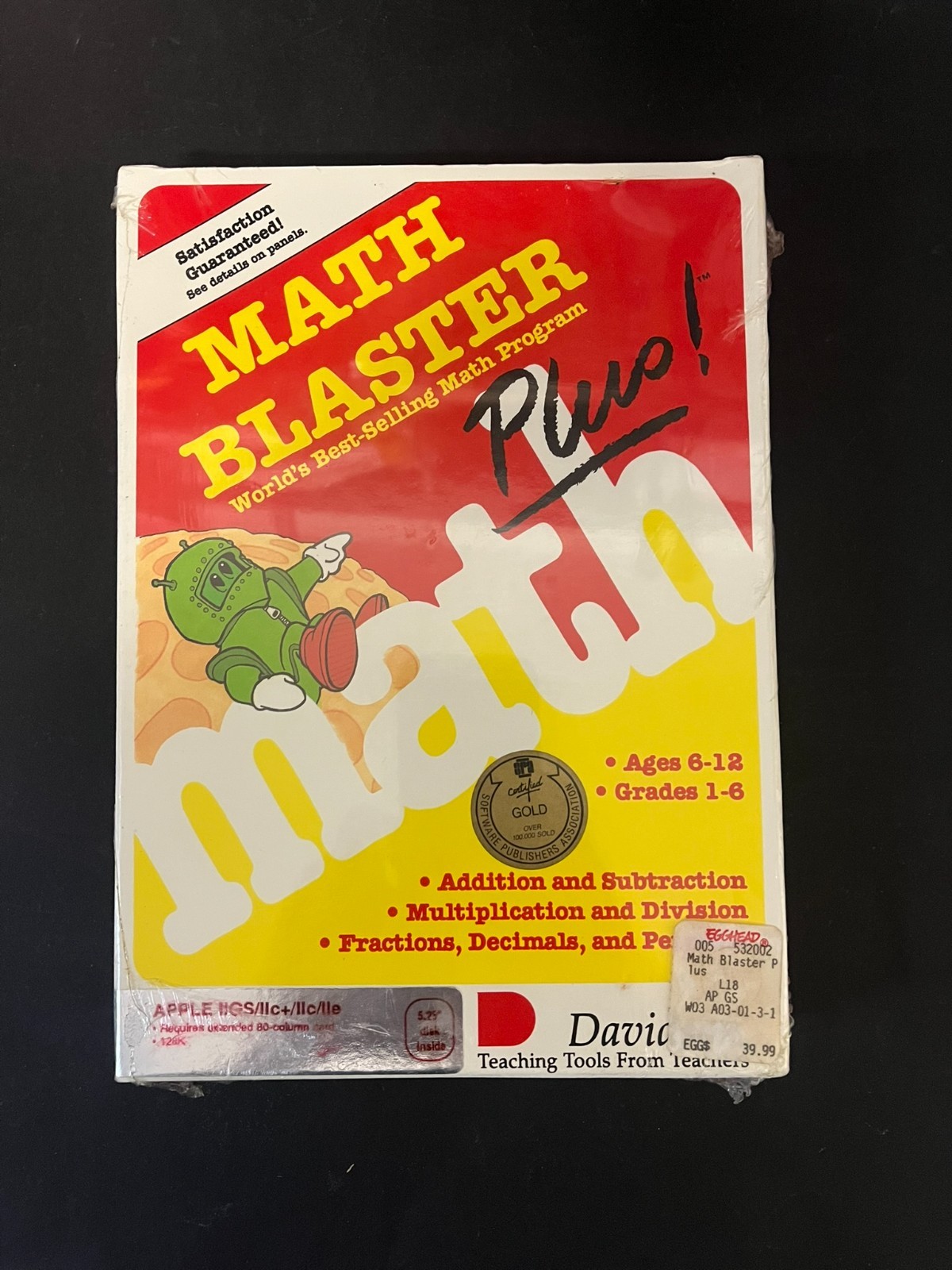 Vtg Software Math Blaster Plus! Davidson Apple II GS C+ C E 5.25 NEW SEALED