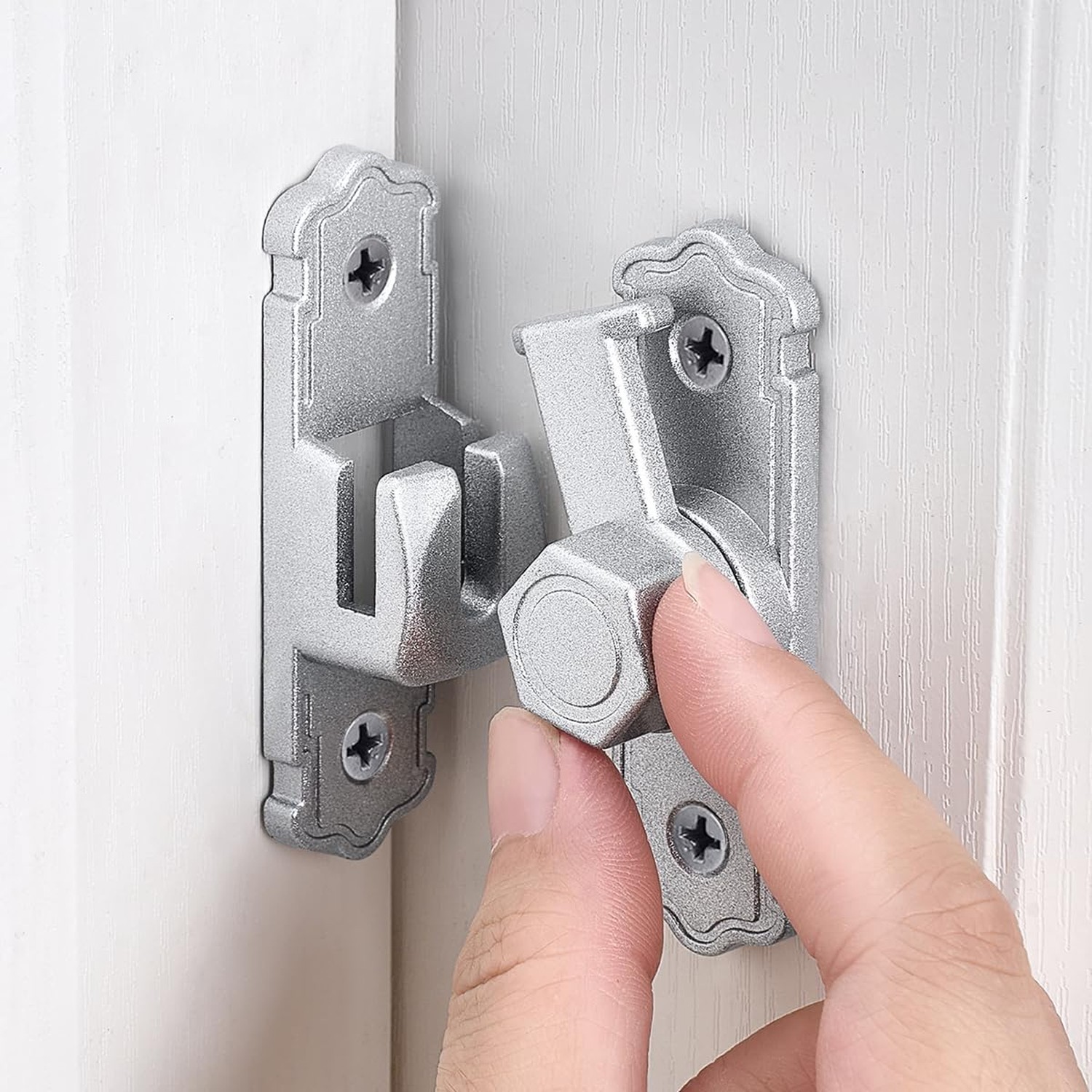 2 Packs Silvery Aluminum Alloy 90/180 Degree Gate Lock,Barn Door Latches | Fl...