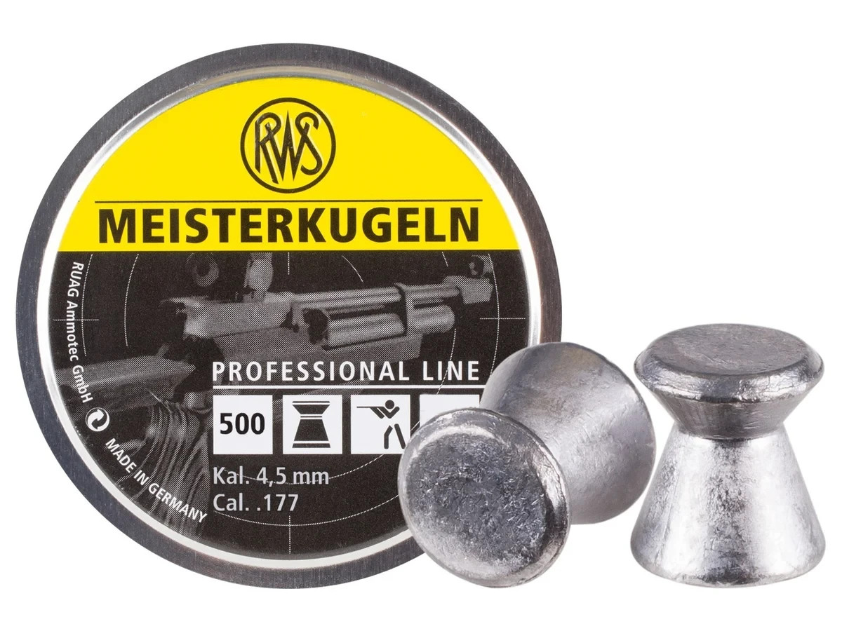 (NEW) RWS Meisterkugeln Rifle .177 Cal, 8.2 Grains, Wadcutter, 500ct
